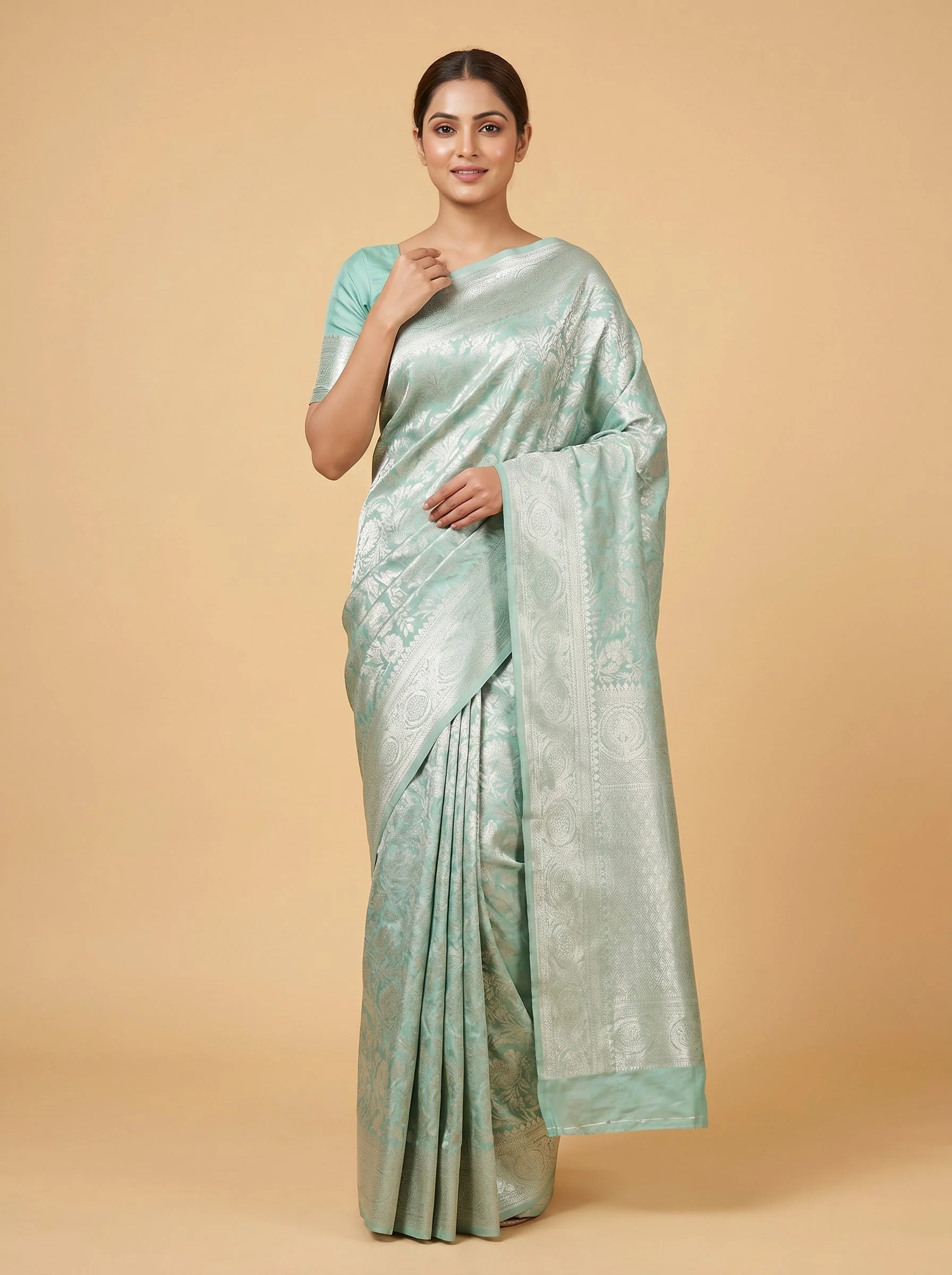 Sky Blue Airy Embroidery Saree