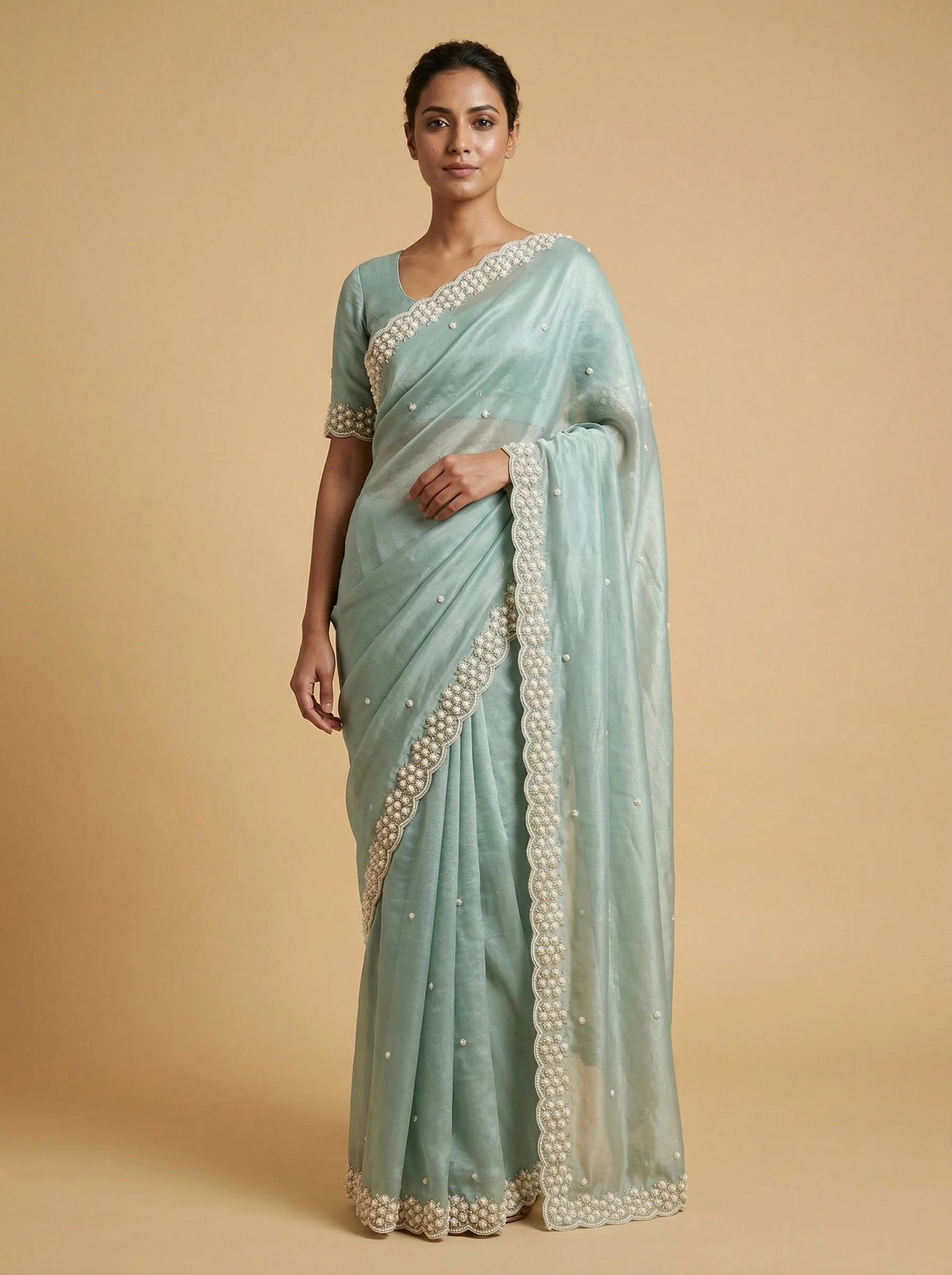 Sky Blue Delicate Embroidered Saree