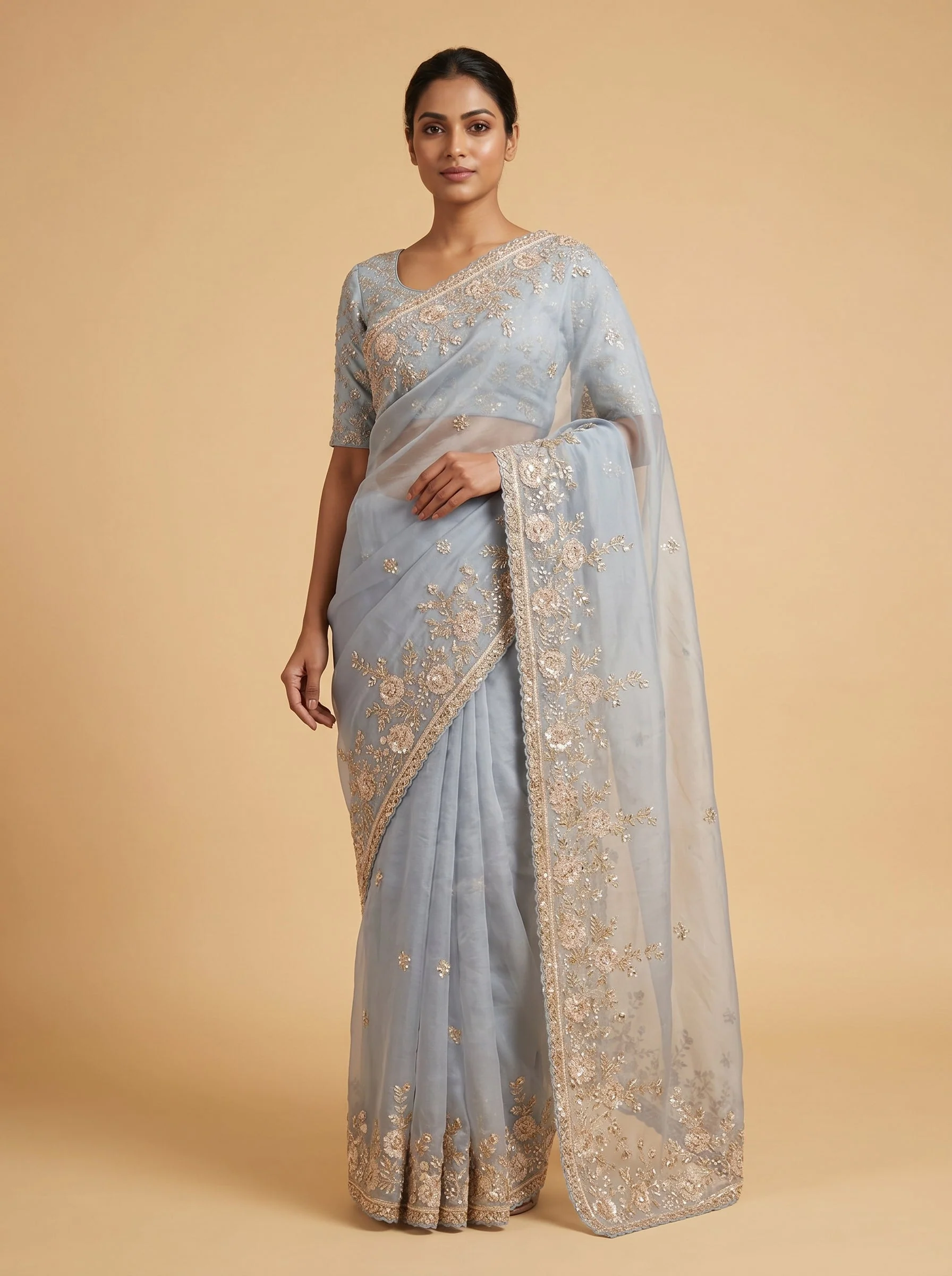 Sky Cloud Glow Saree