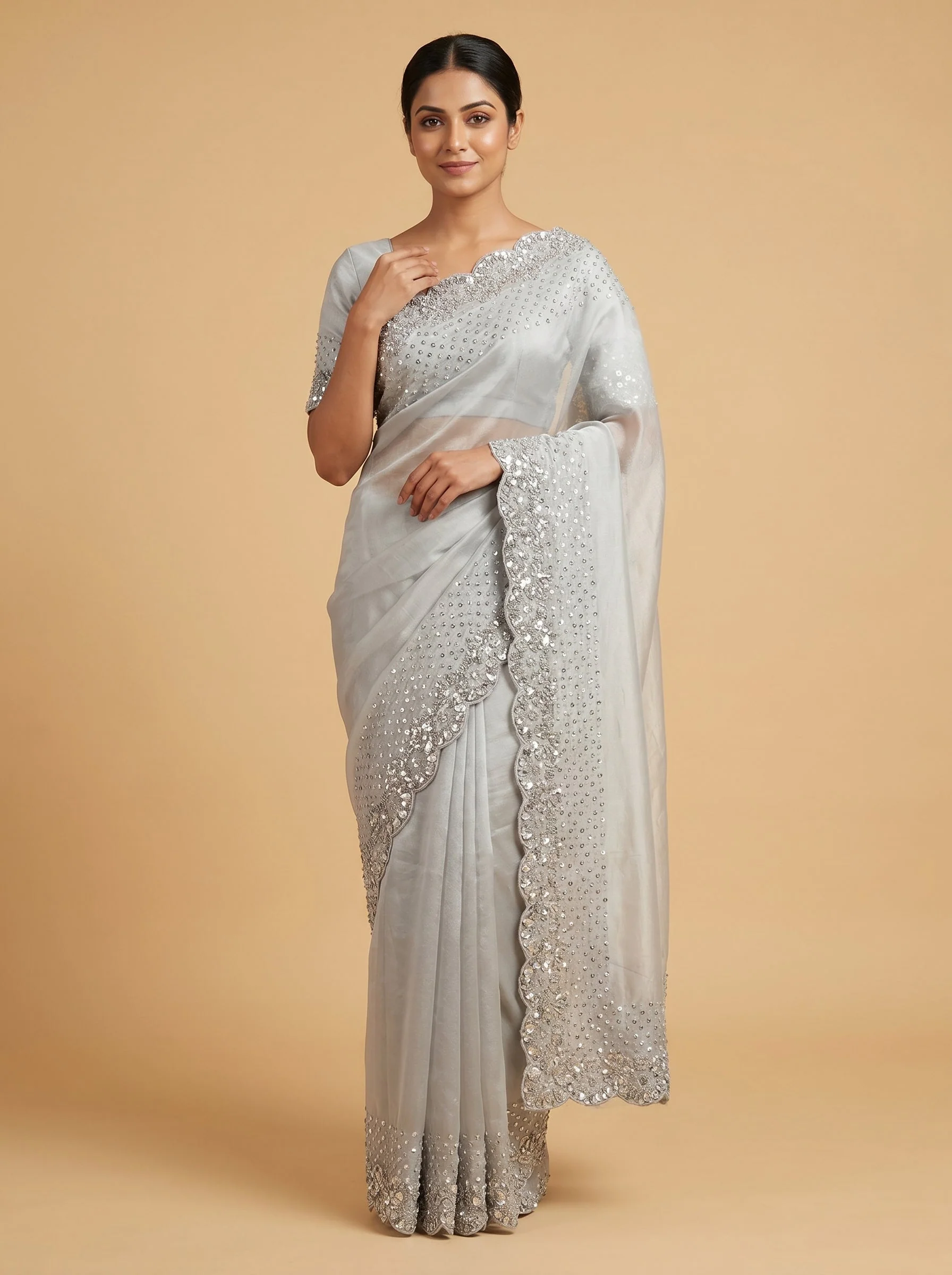 Slate Grey Radiance Saree