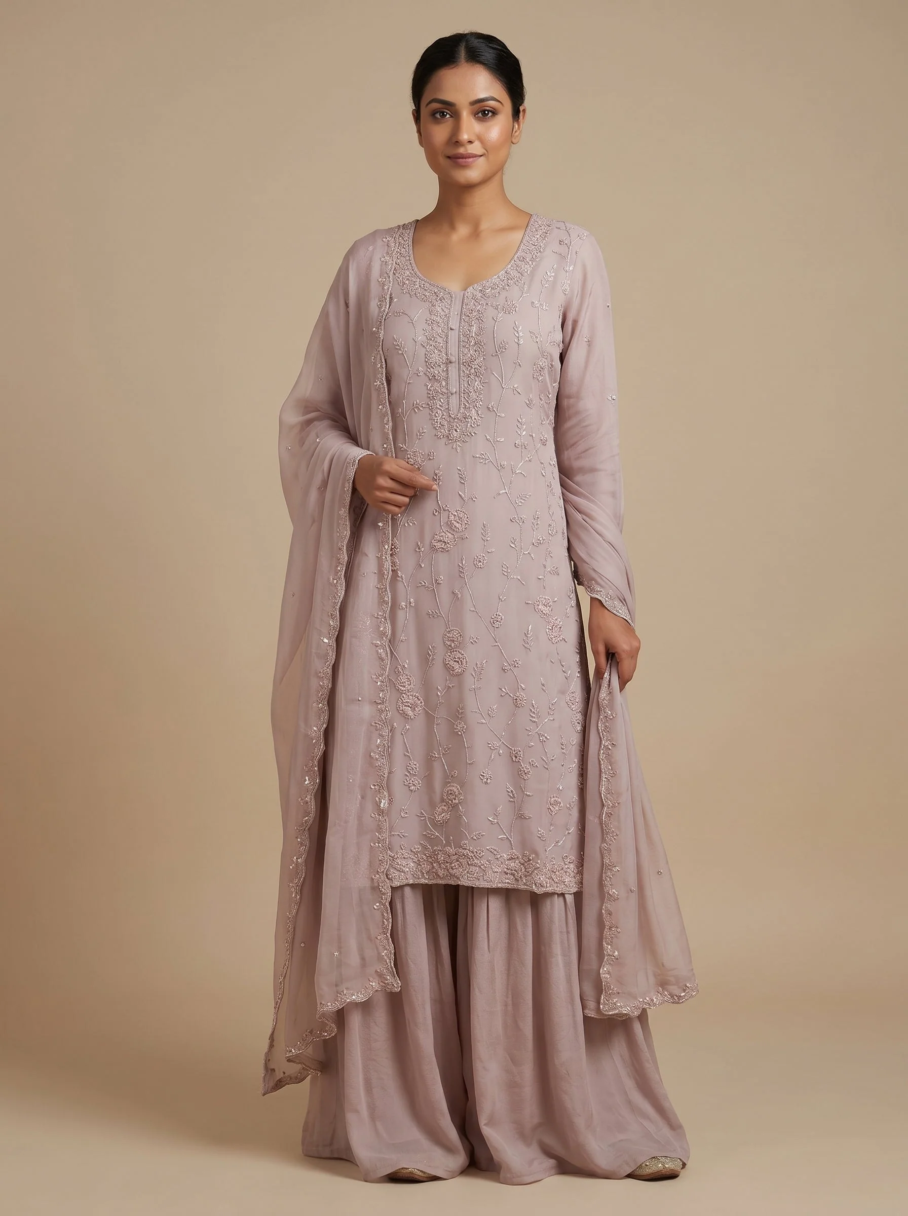 Smokestone Grey Sharara Set