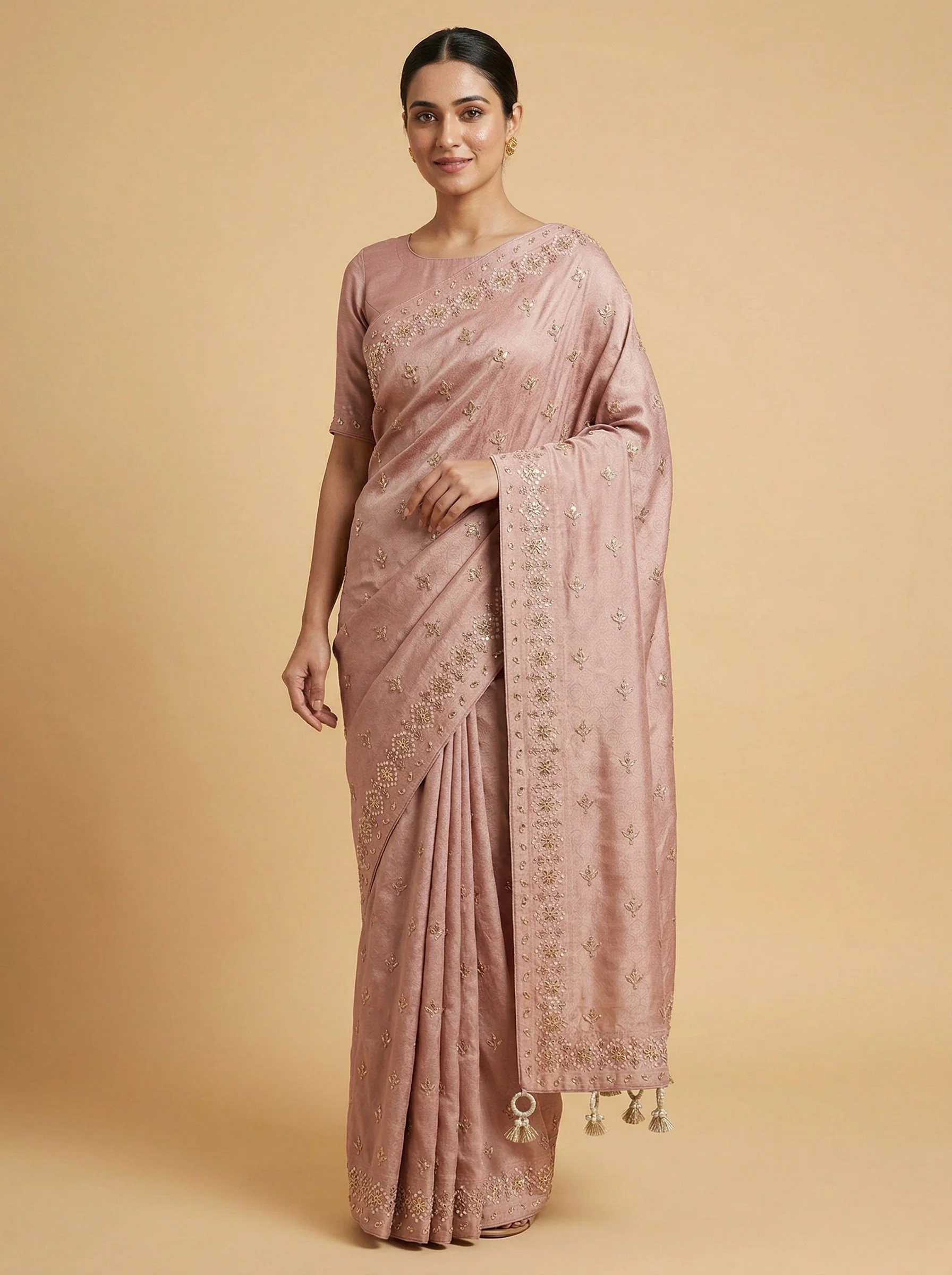 Soft Lilac Embroidered Saree