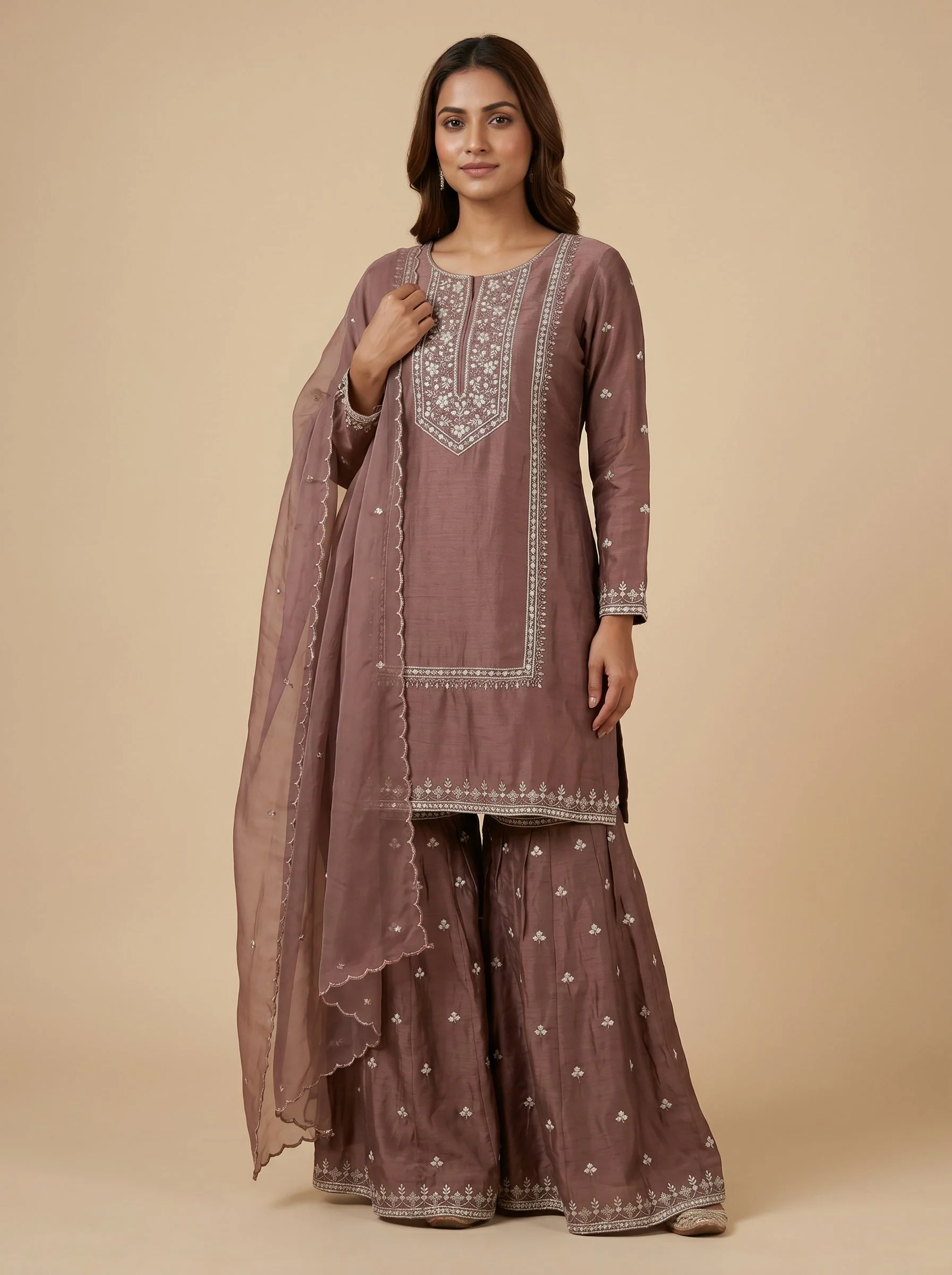 Soft Onion Tint Sharara Set