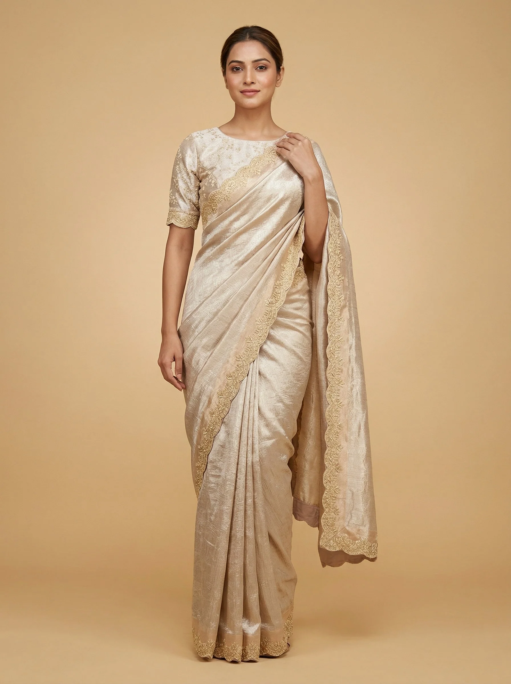 Soft Pink Embroidered Saree