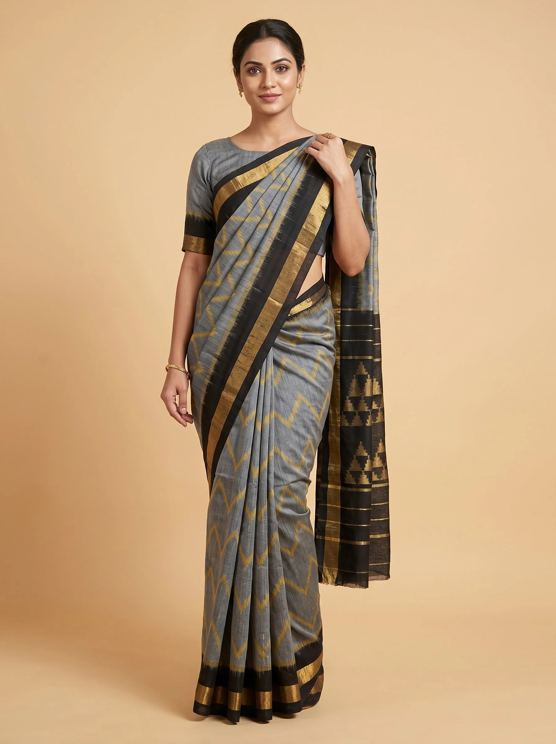 Steel Grey Finish Saree
