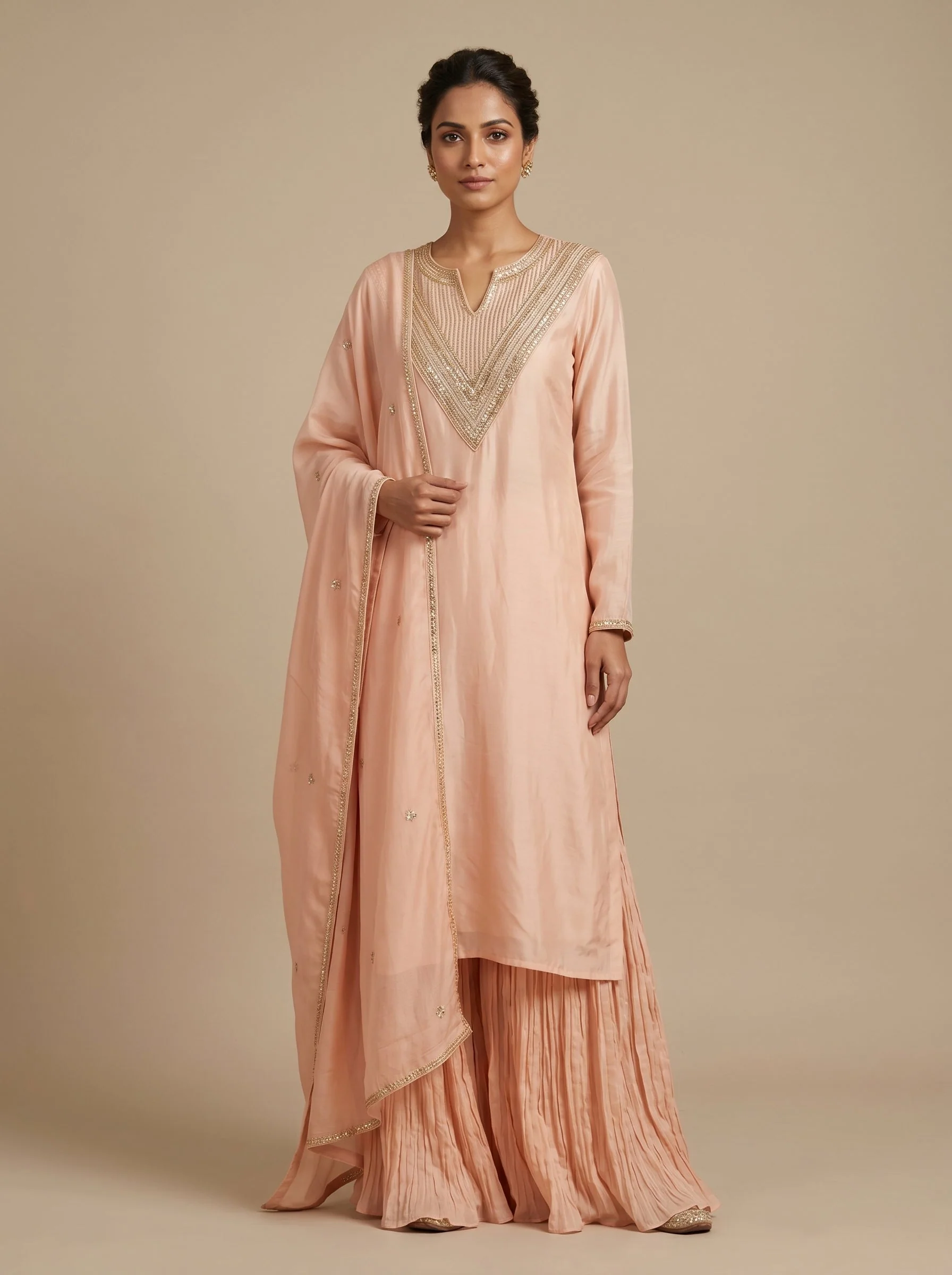 Sunset Coral Peach Palazzo Set