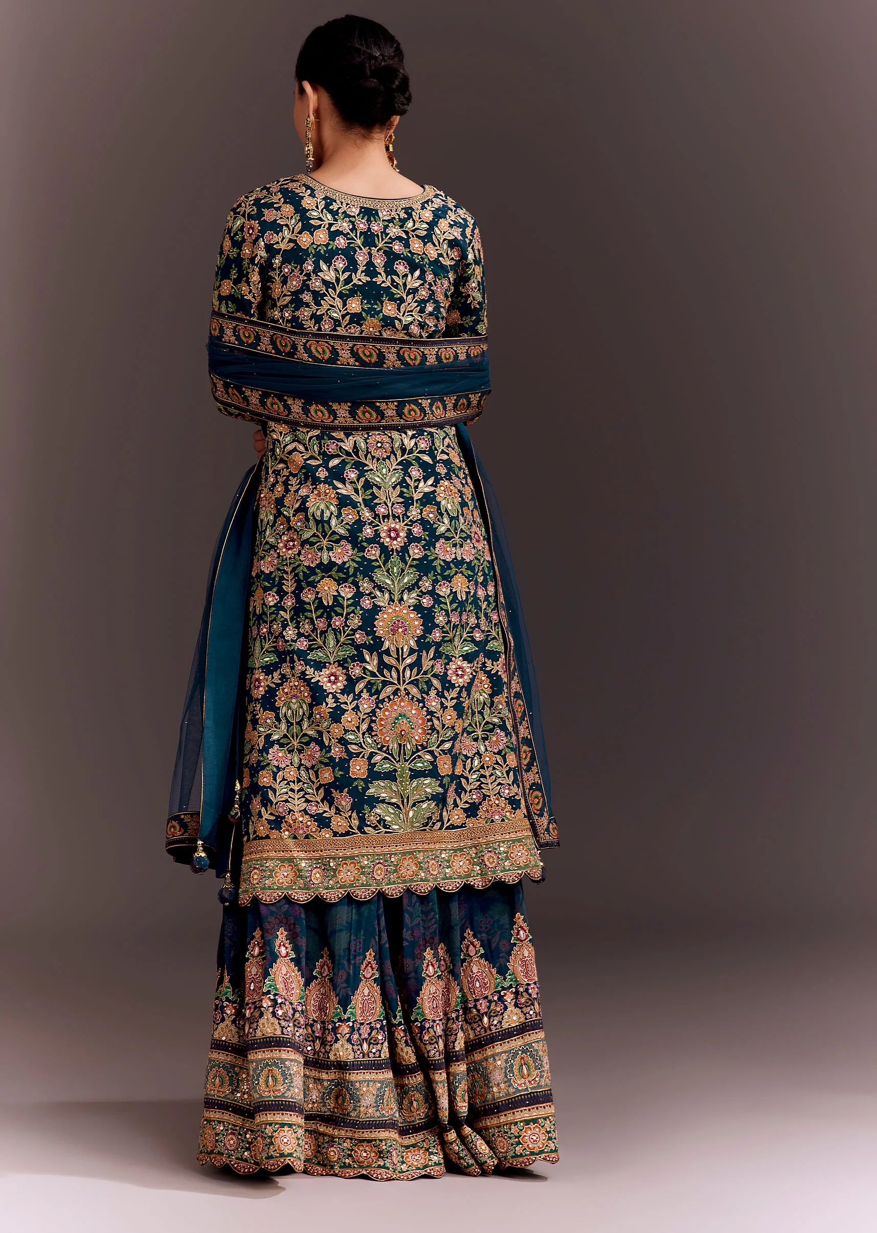 Teal Blue Embroidered Palazzo Set - Image 5