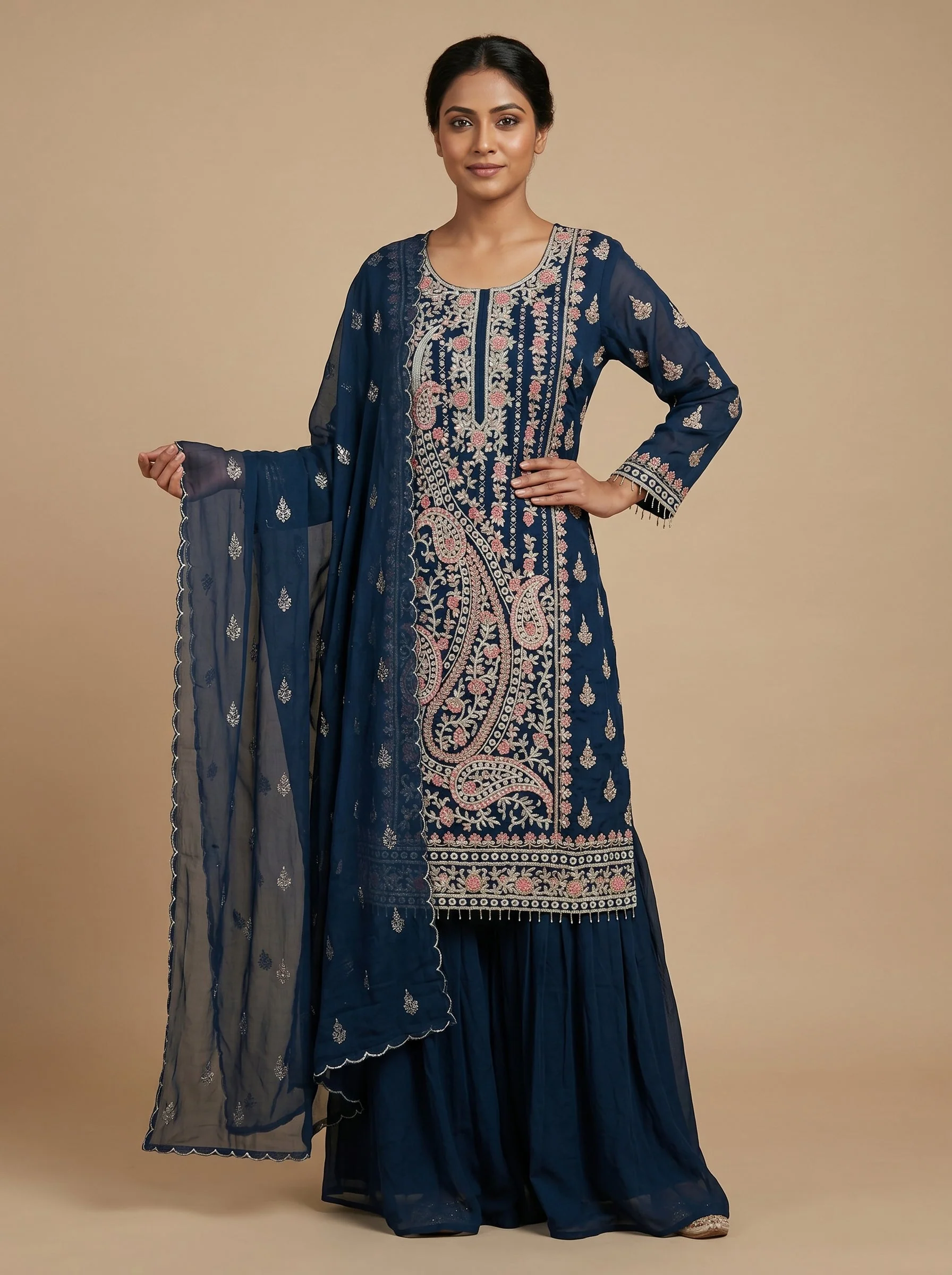 Teal Depth Sharara Set