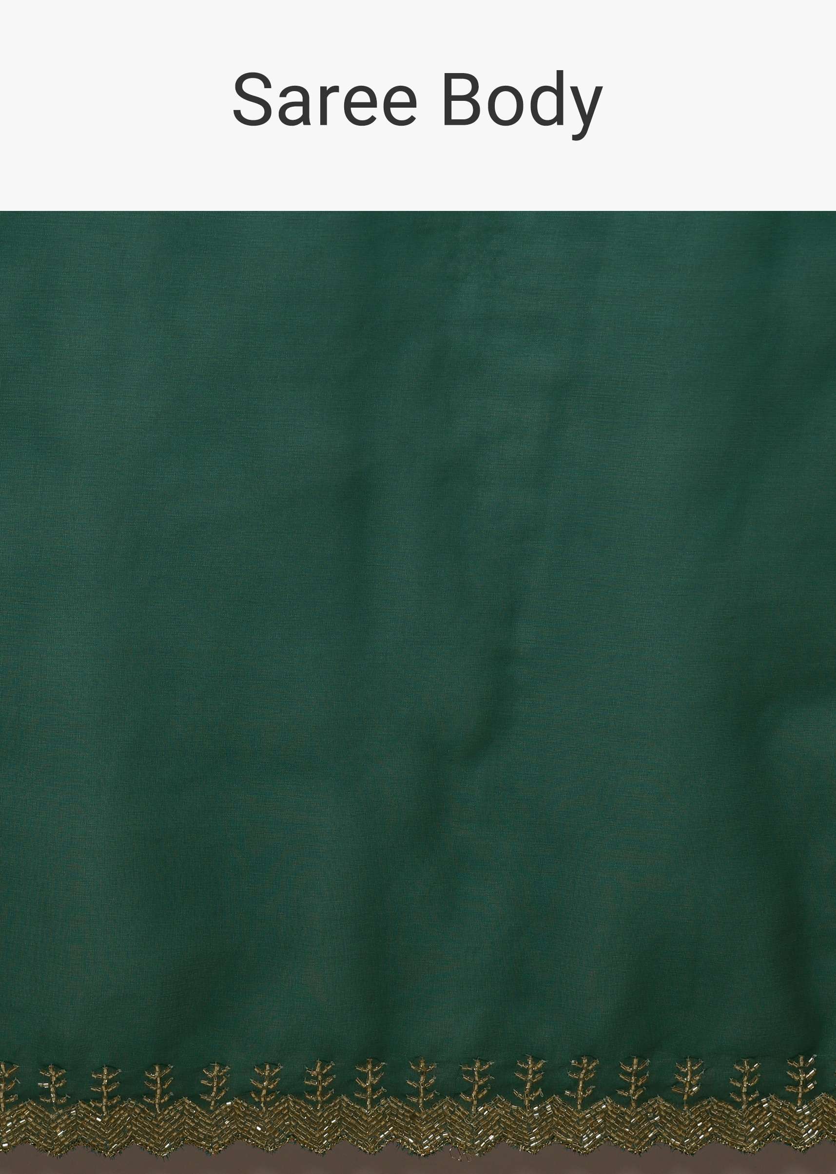 Teal Green Plain Organza Saree With Heavy Cut Dana Work - Image 8