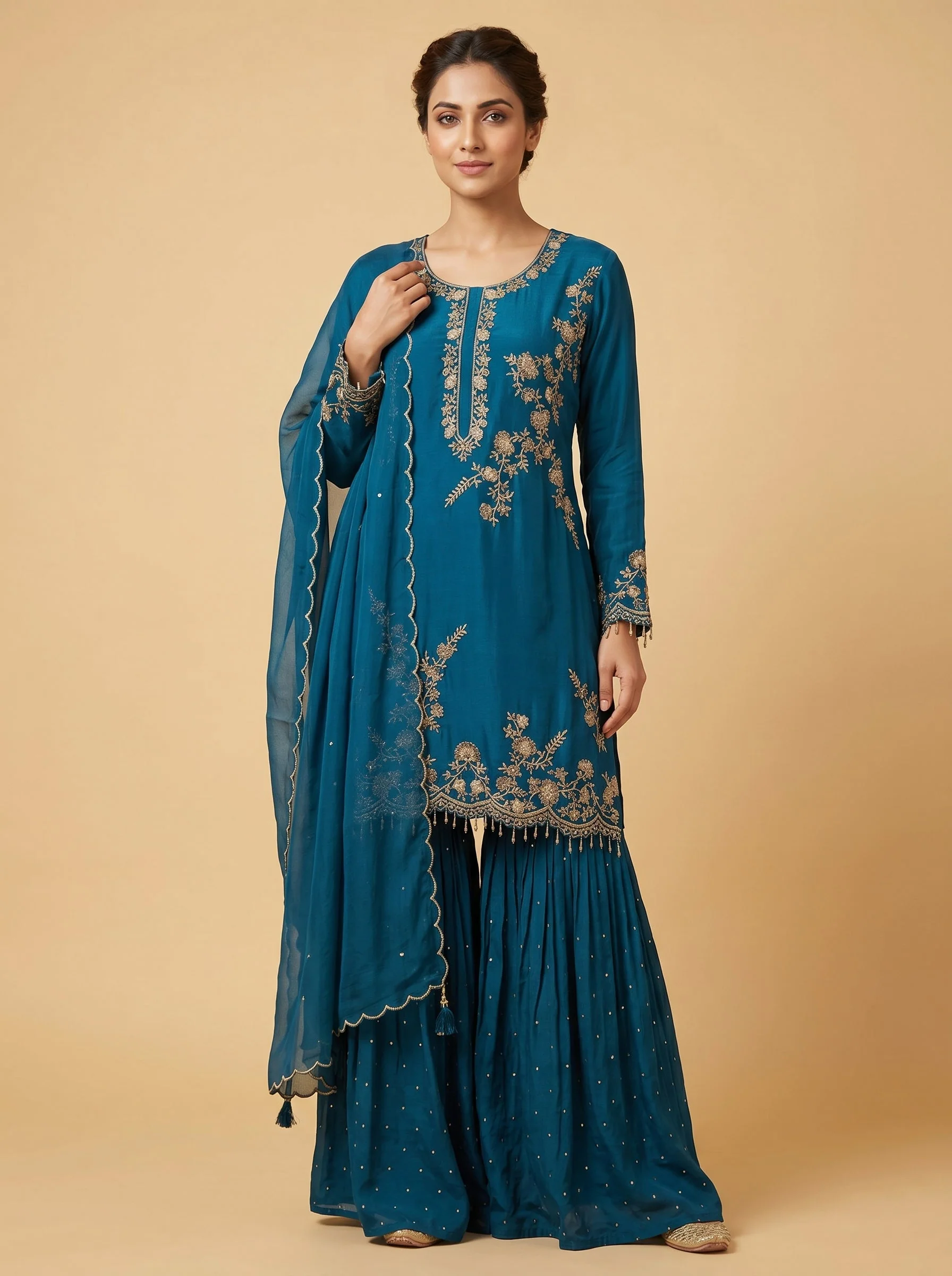 Teal Reef Sharara Set