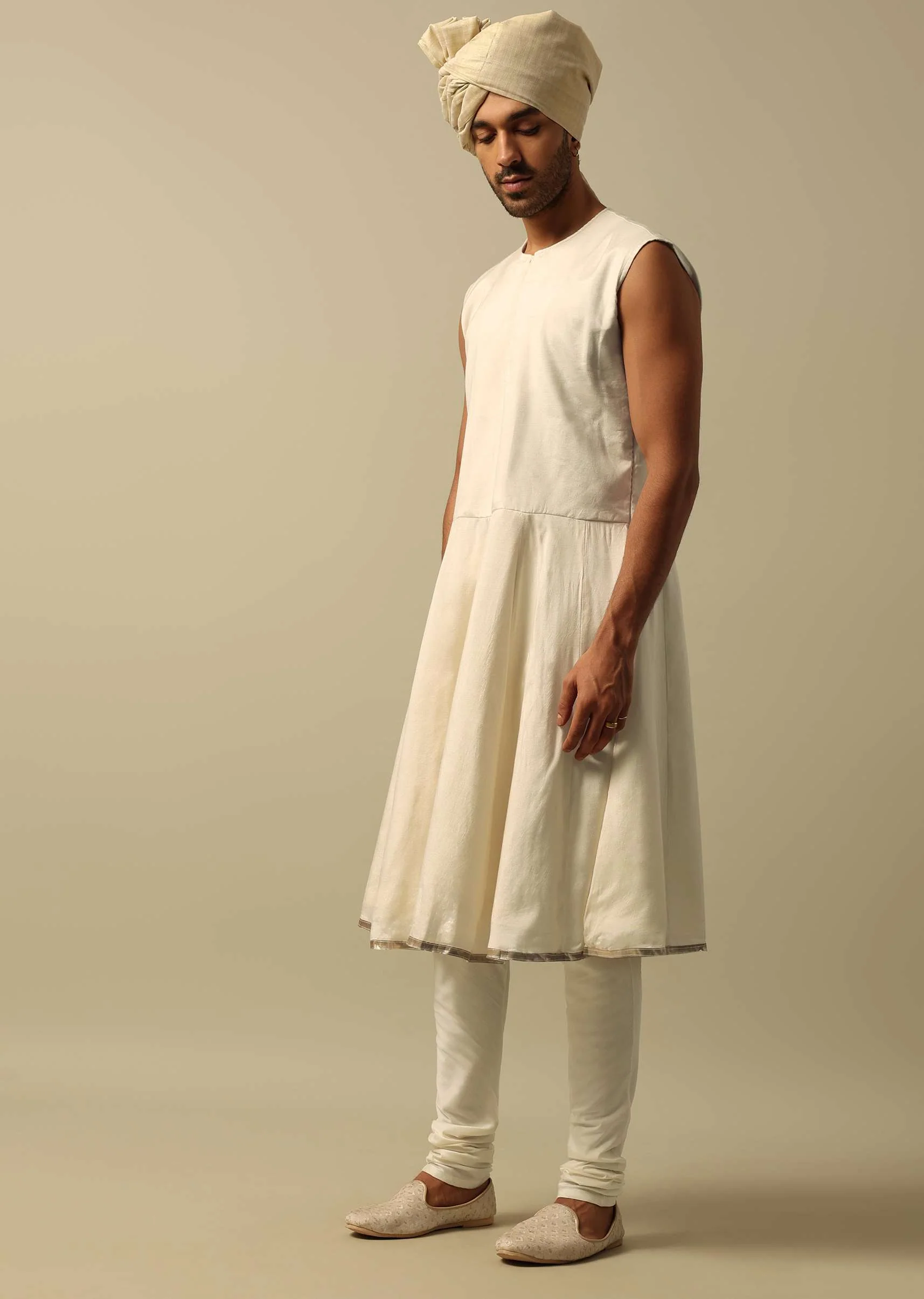 Timeless Green Raw Silk Sherwani - Image 5