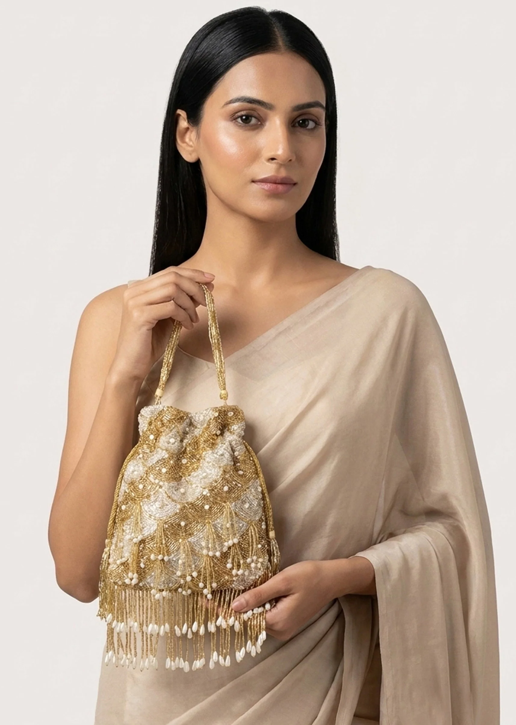 Traditional Gold Embellished Potli - Image 2