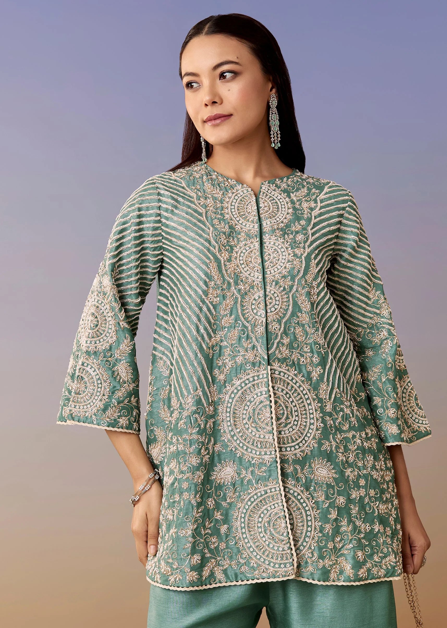 Turquoise A Line Top And Pant Co ord - Image 4