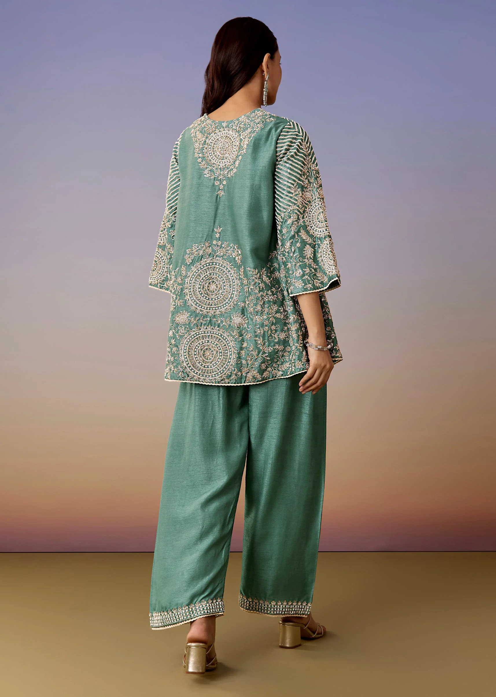 Turquoise A Line Top And Pant Co ord - Image 5