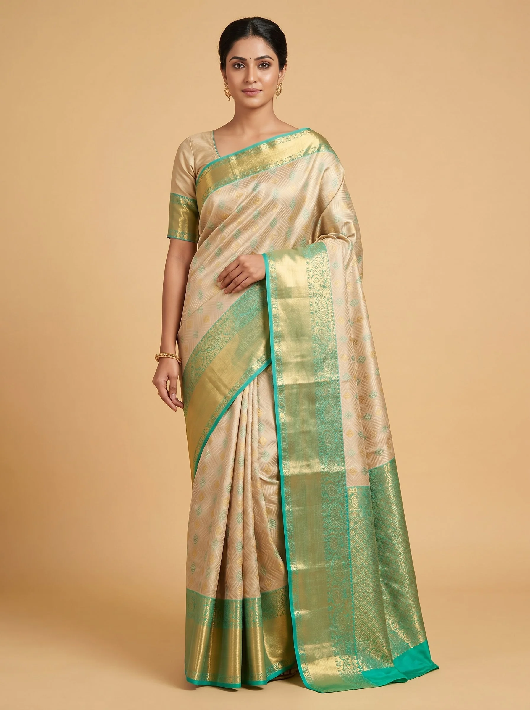 Turquoise Ocean Flow Handloom Saree
