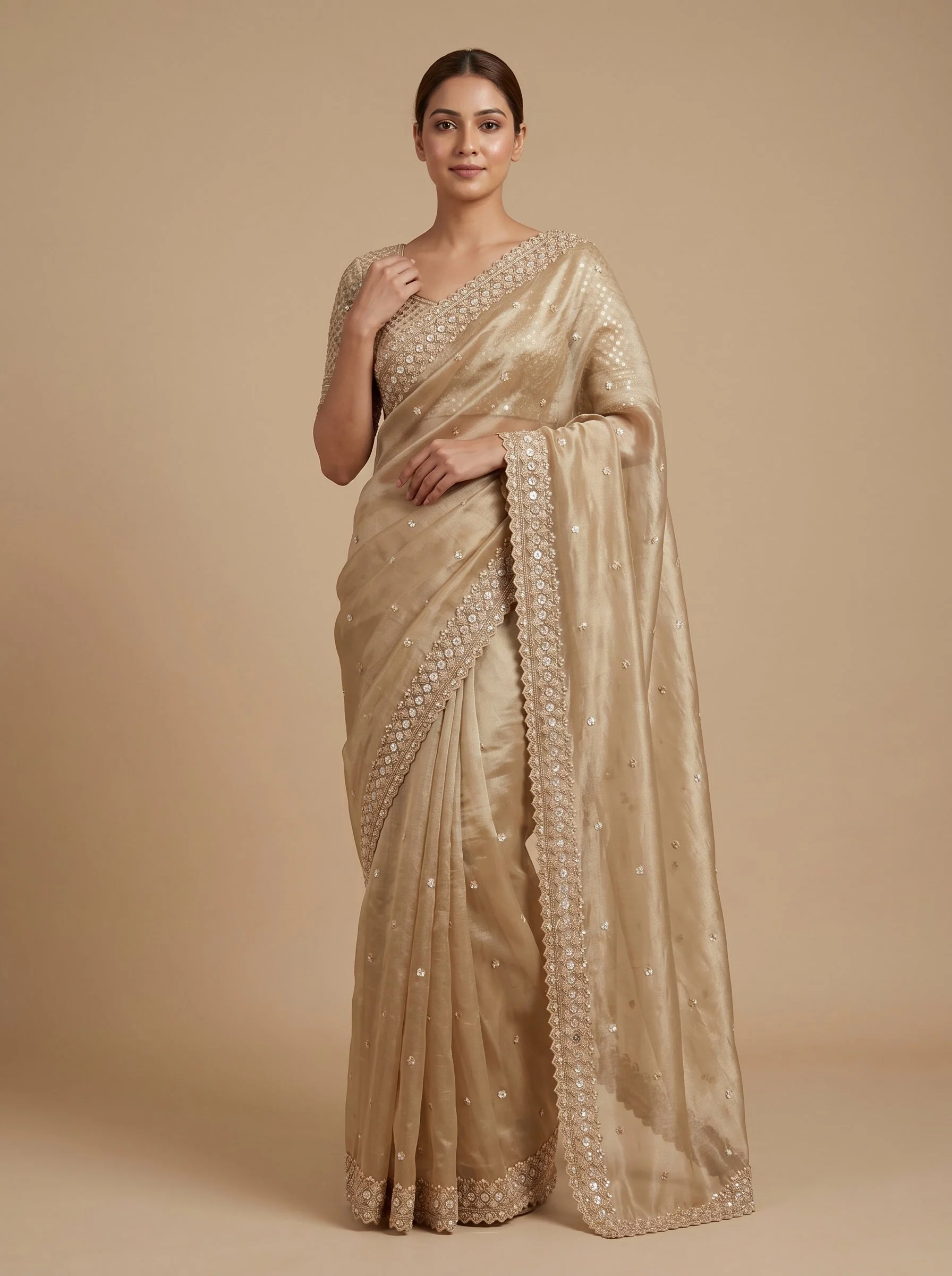 Tussar Heritage Texture Embroidered Saree