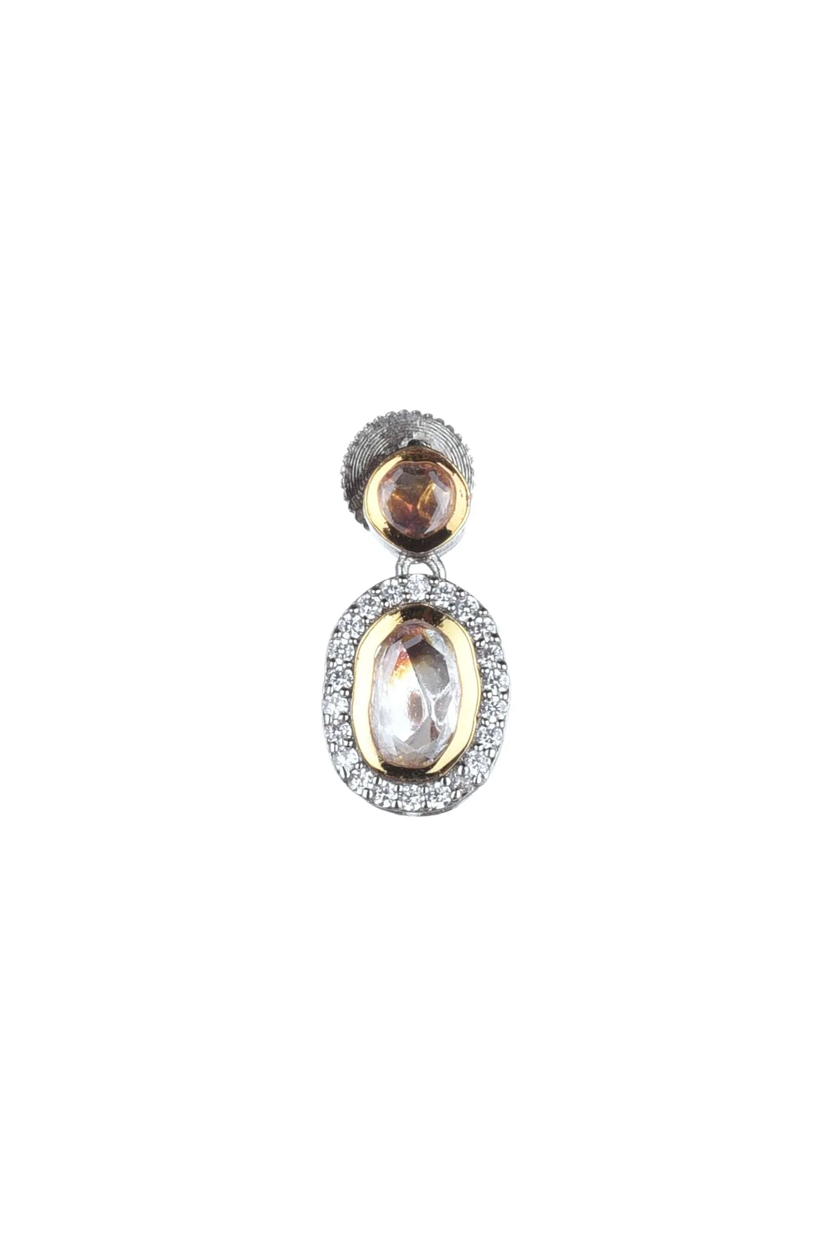 Two Tone Moissanite Kundan Short Necklace Set In Mix Metal - Image 5