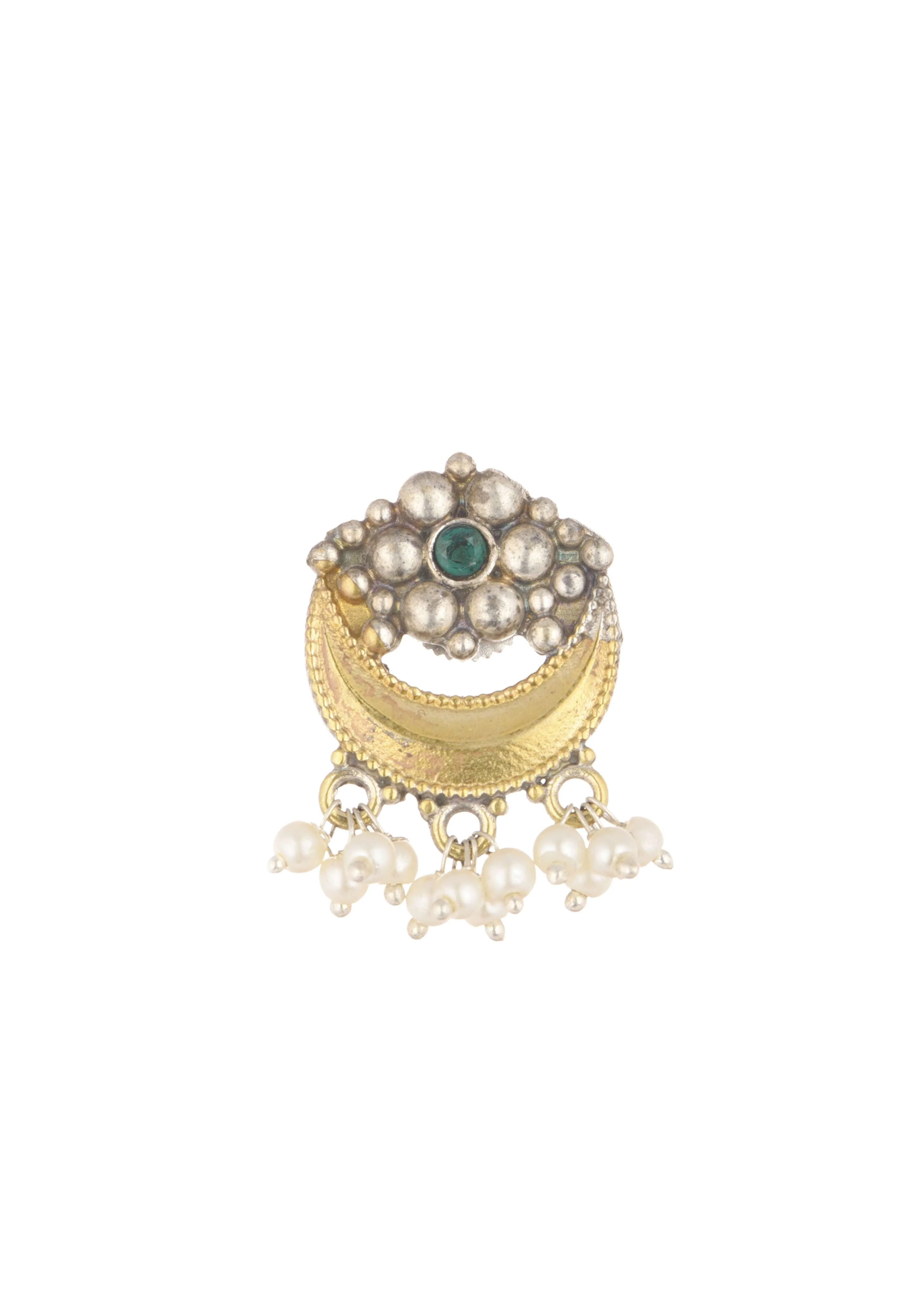 Two Tone Oxidised Necklace And Earrings Set With Pearls - Image 8
