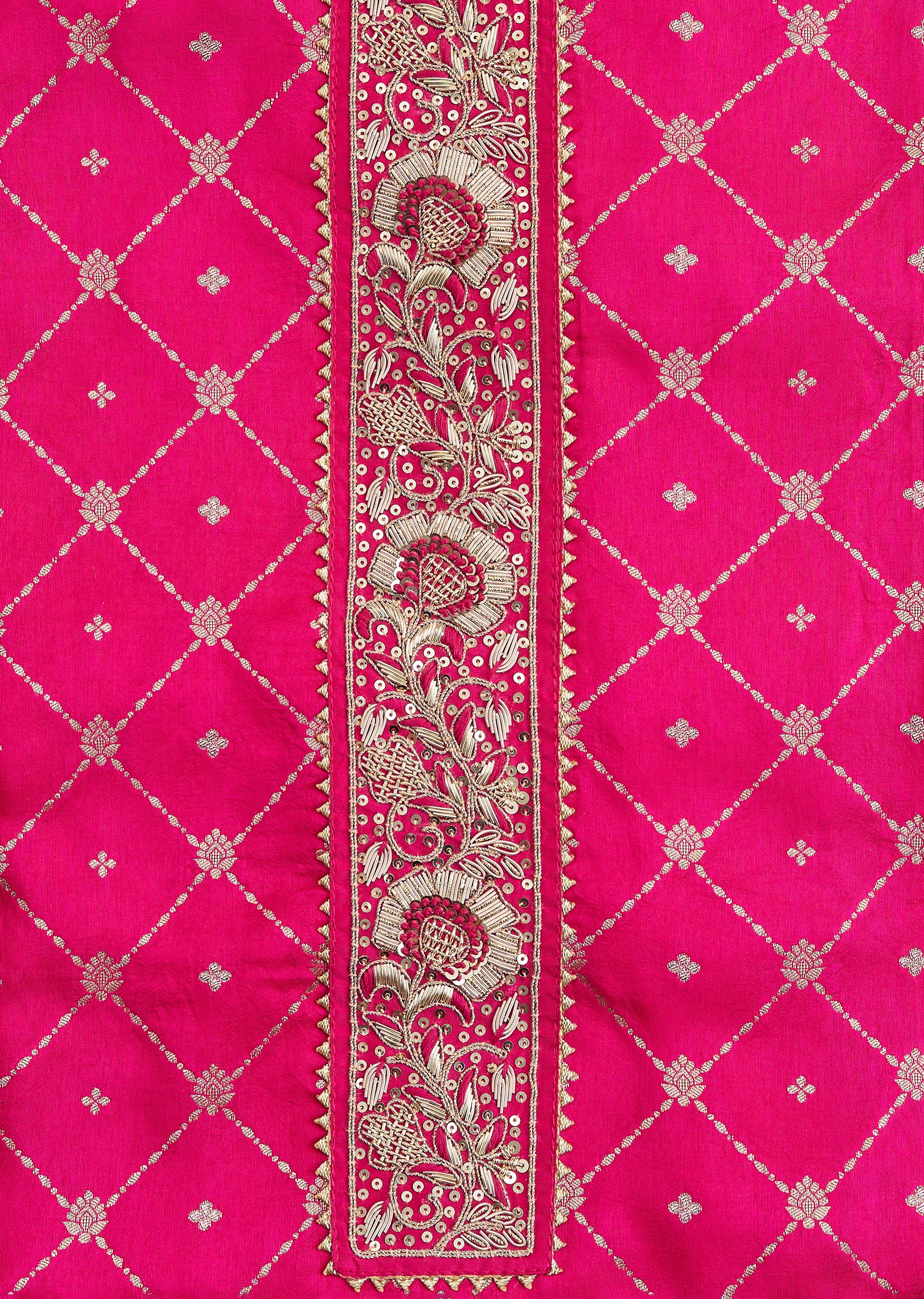 Vibrant Rani Pink Chanderi Suit - Image 4