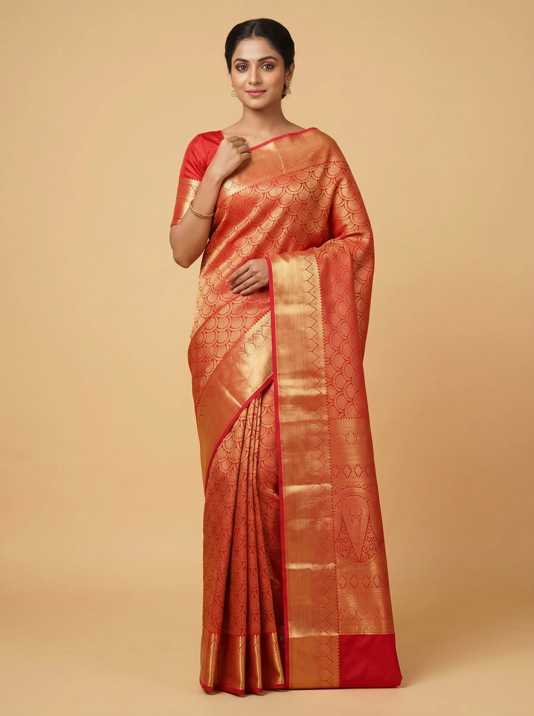 Vibrant Red Handloom Saree