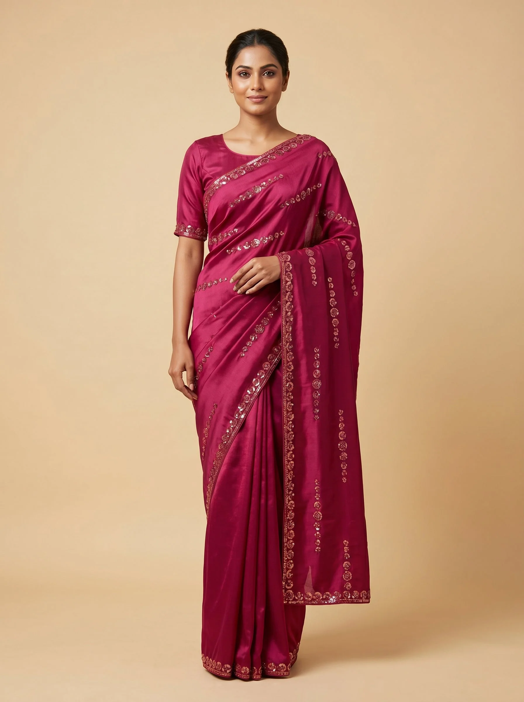 Vintage Wine Glow Saree