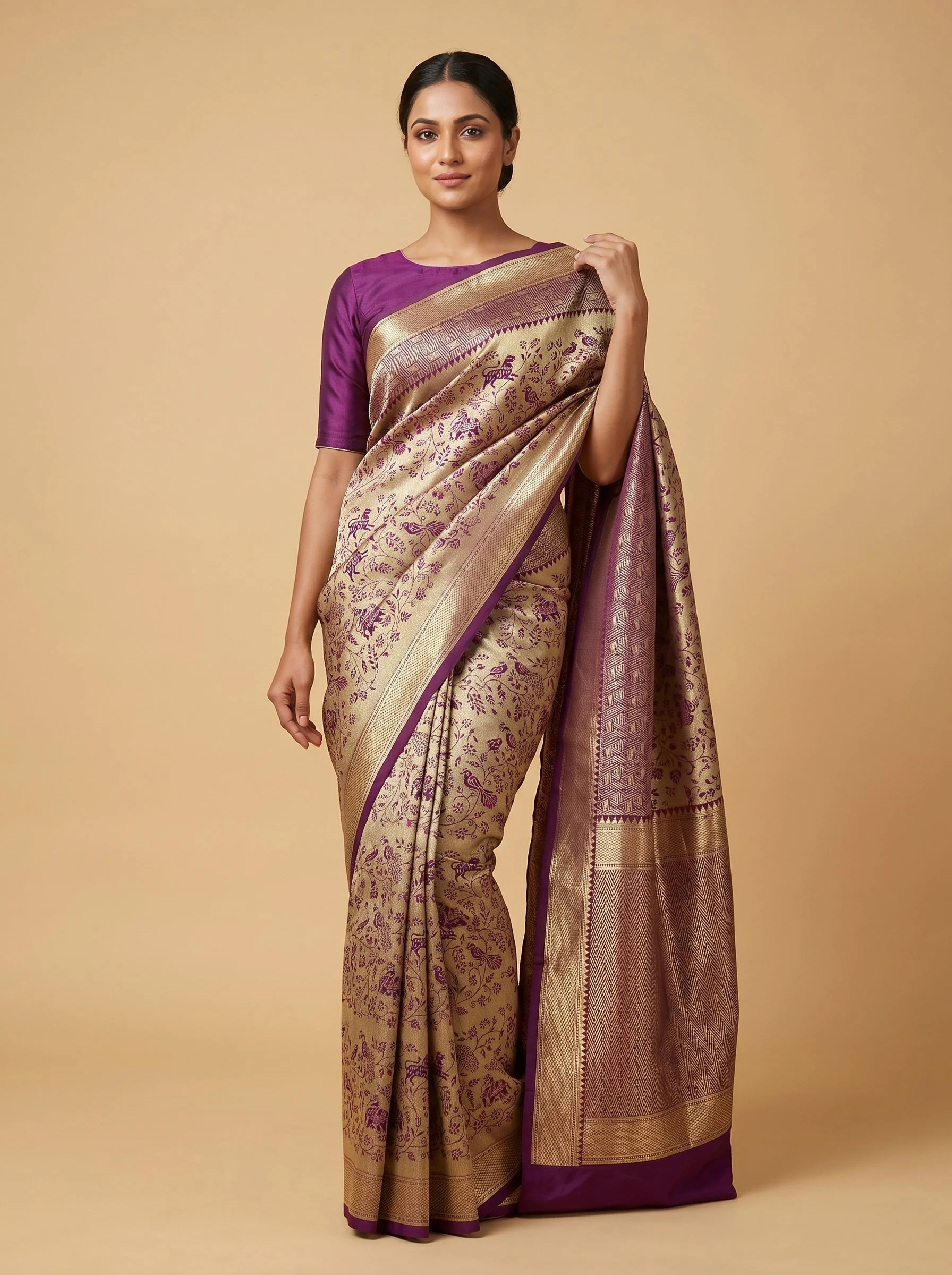 Violet Grand Aura Handloom Saree