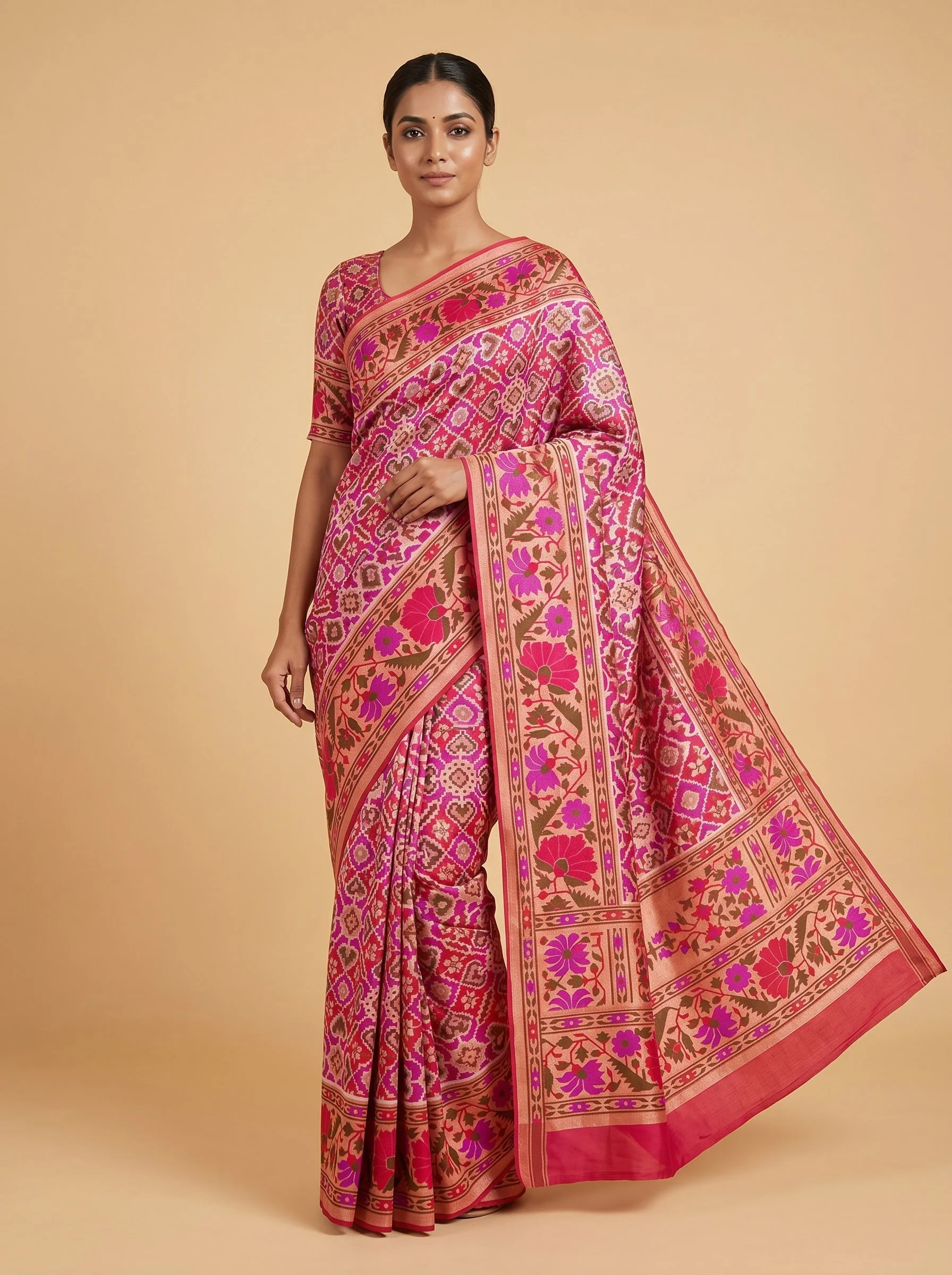 Violet Handloom Saree with Deep Tone