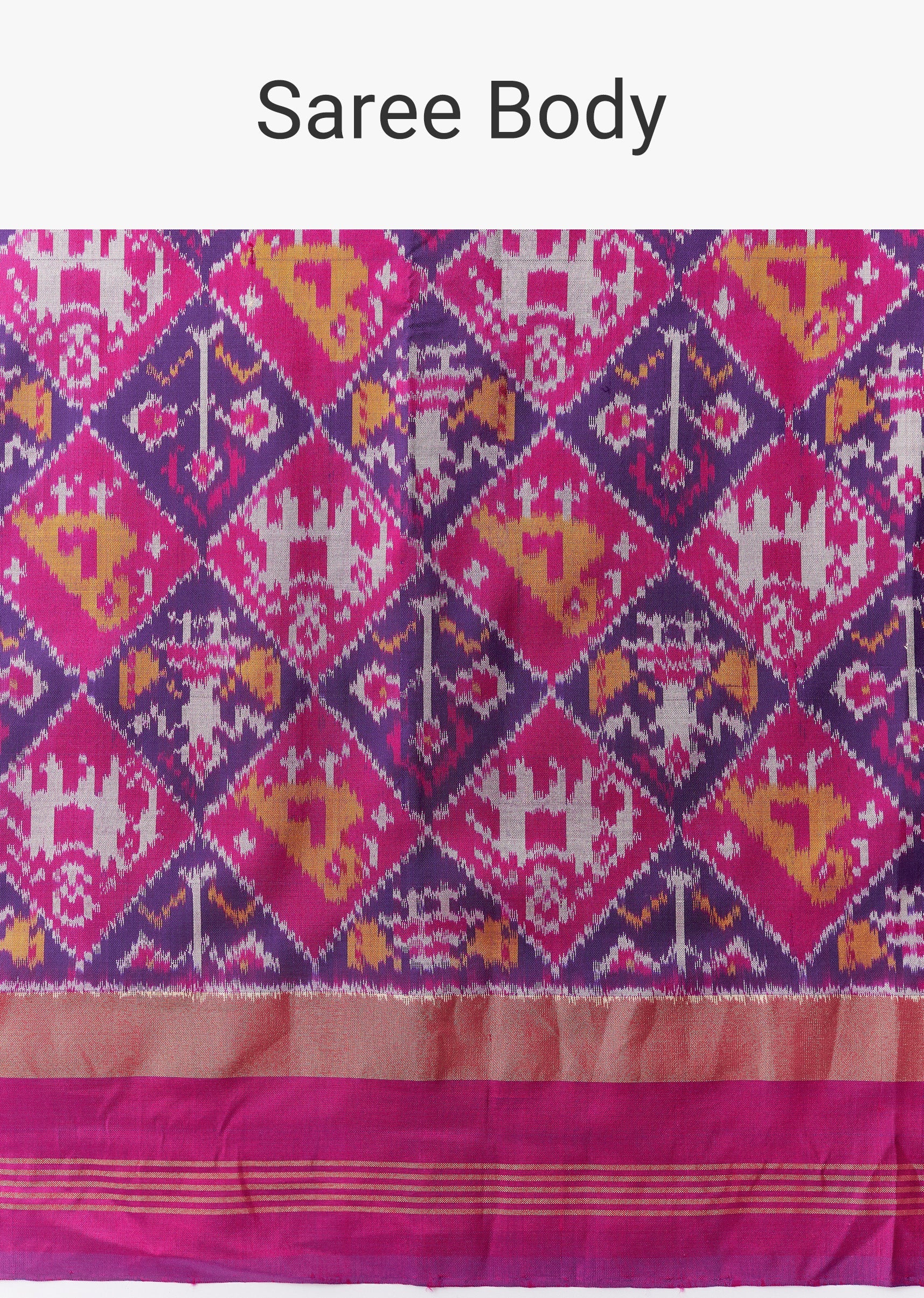 Violet Ikkat Geometric Weave Saree with Unstitched Blouse - Image 9
