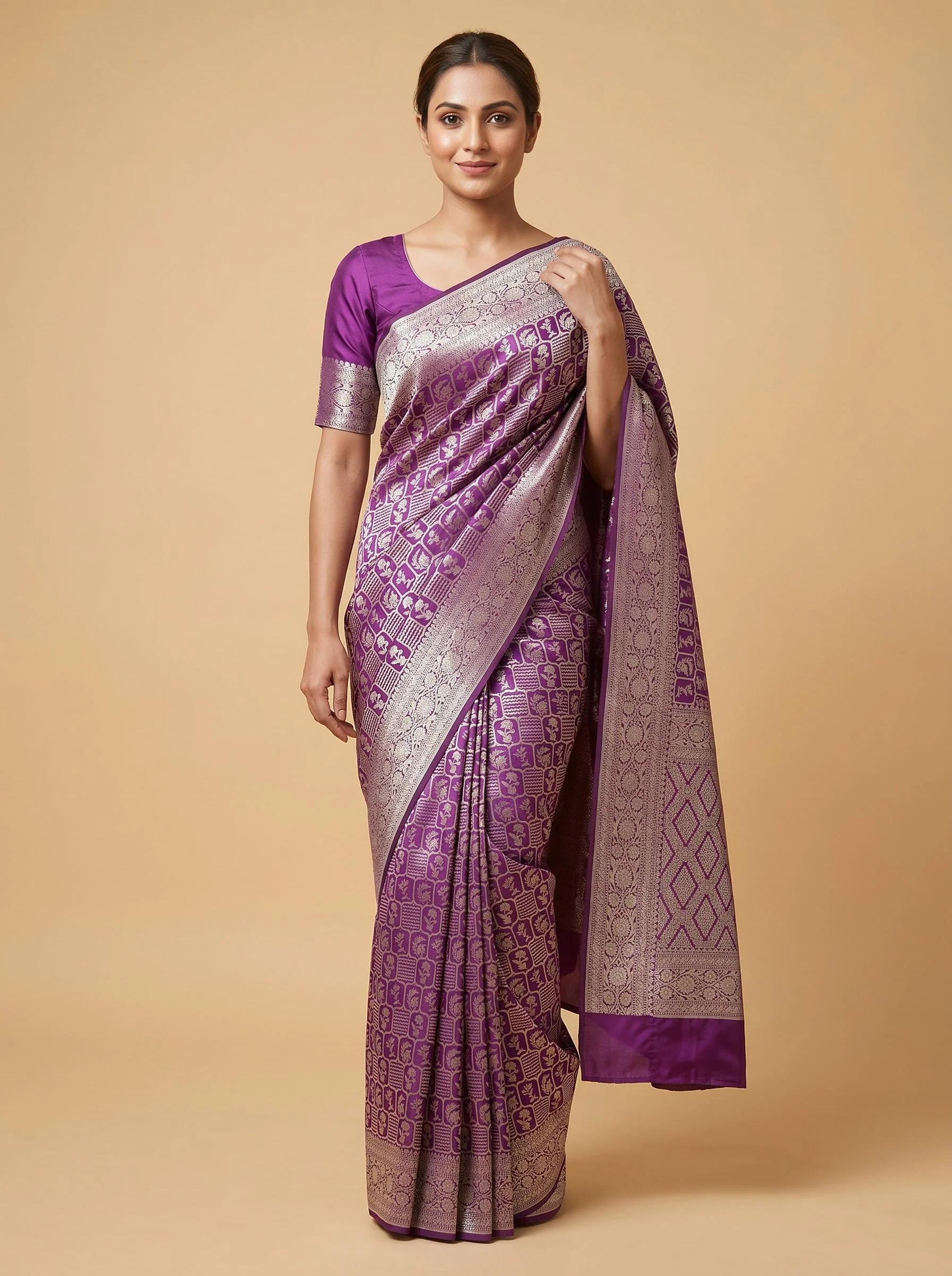 Violet Imperious Handloom Saree