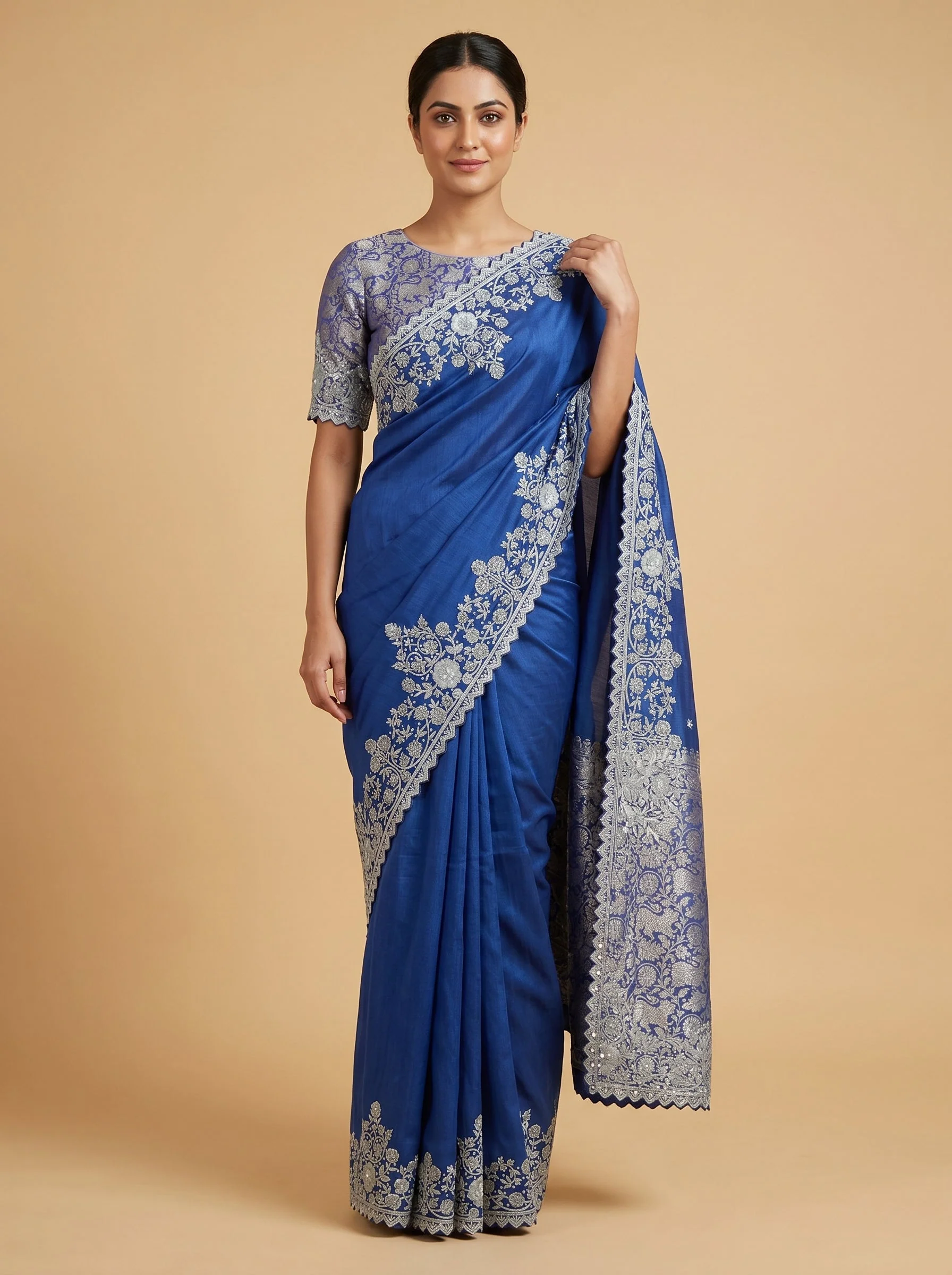 Violet Rich Embroidered Saree