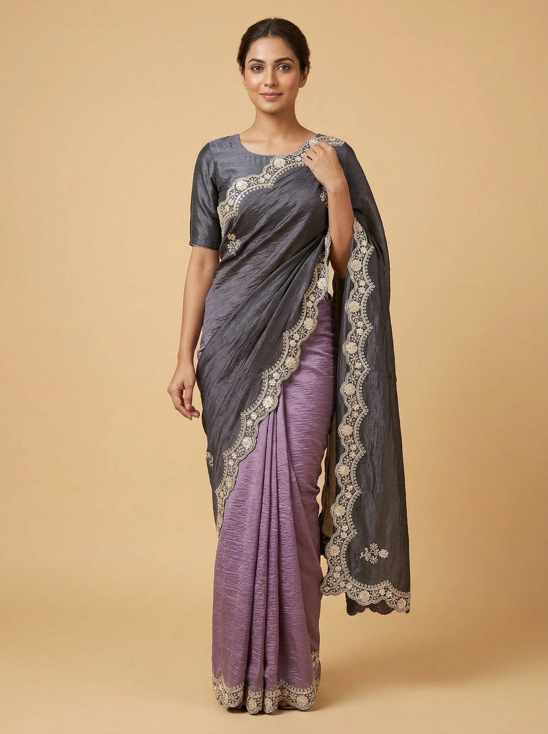 Violet Spellbinding Embroidered Saree