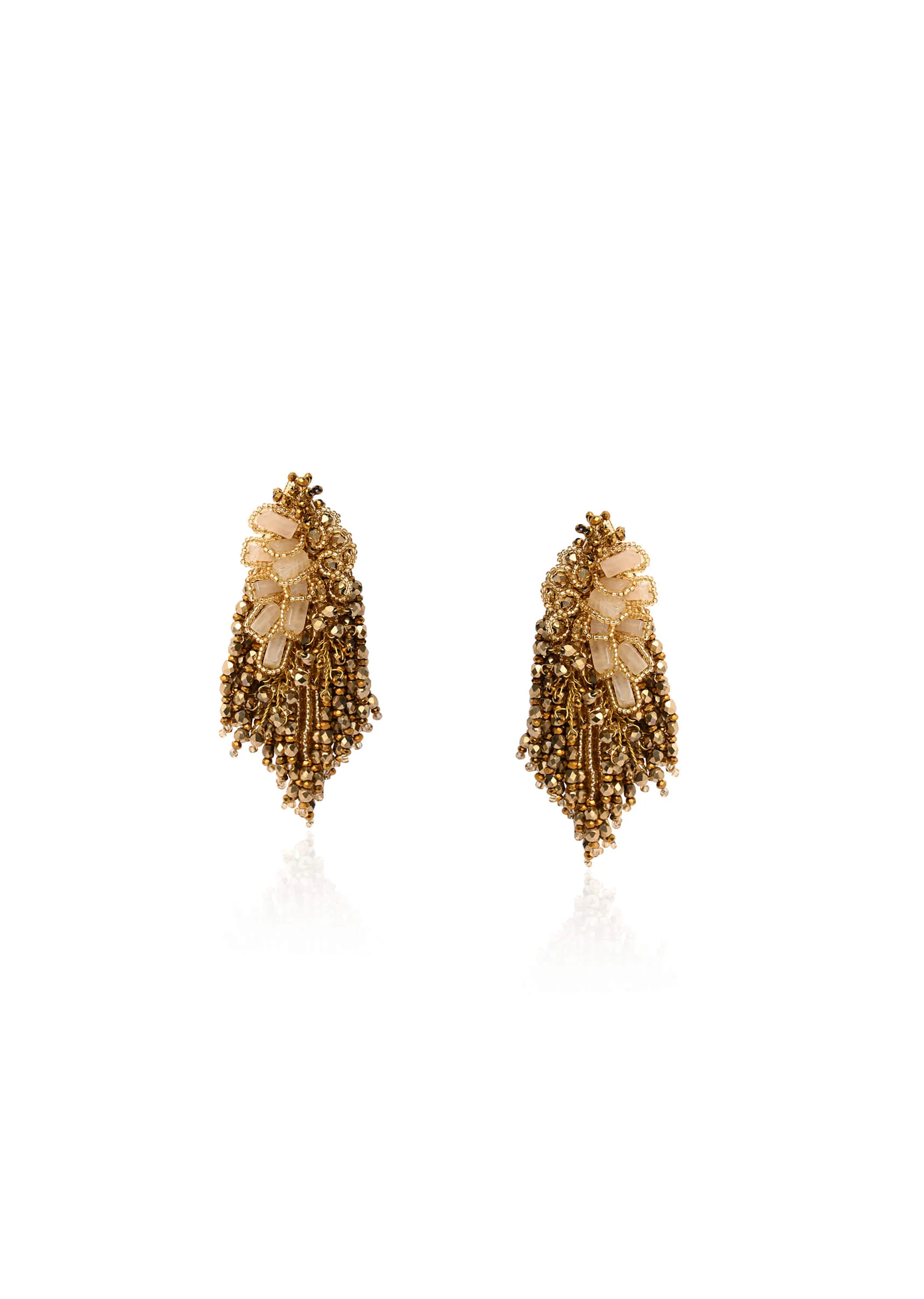 Wedding Gold Plated Golden Ethnic Long Earrings - Image 3