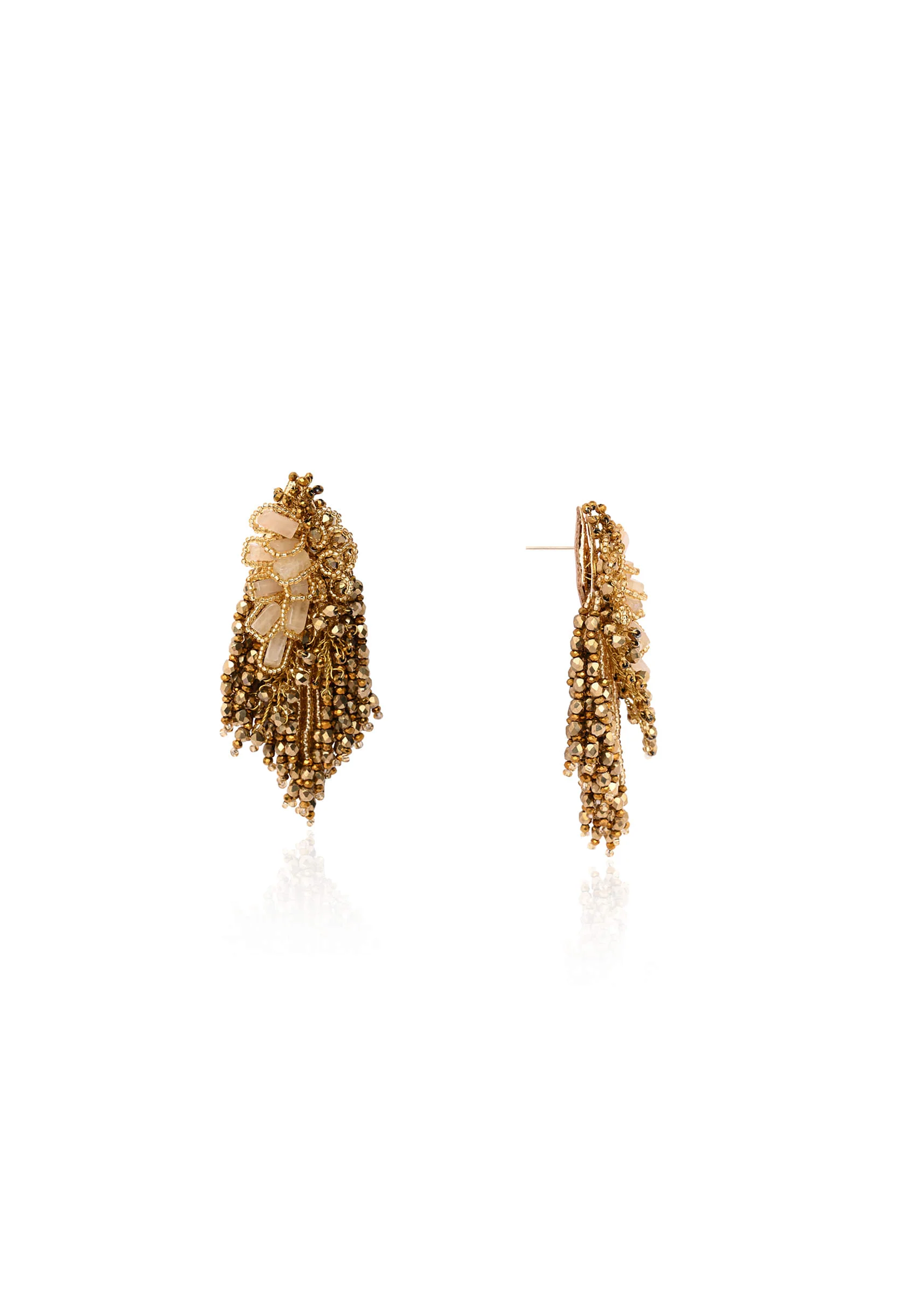 Wedding Gold Plated Golden Ethnic Long Earrings - Image 4