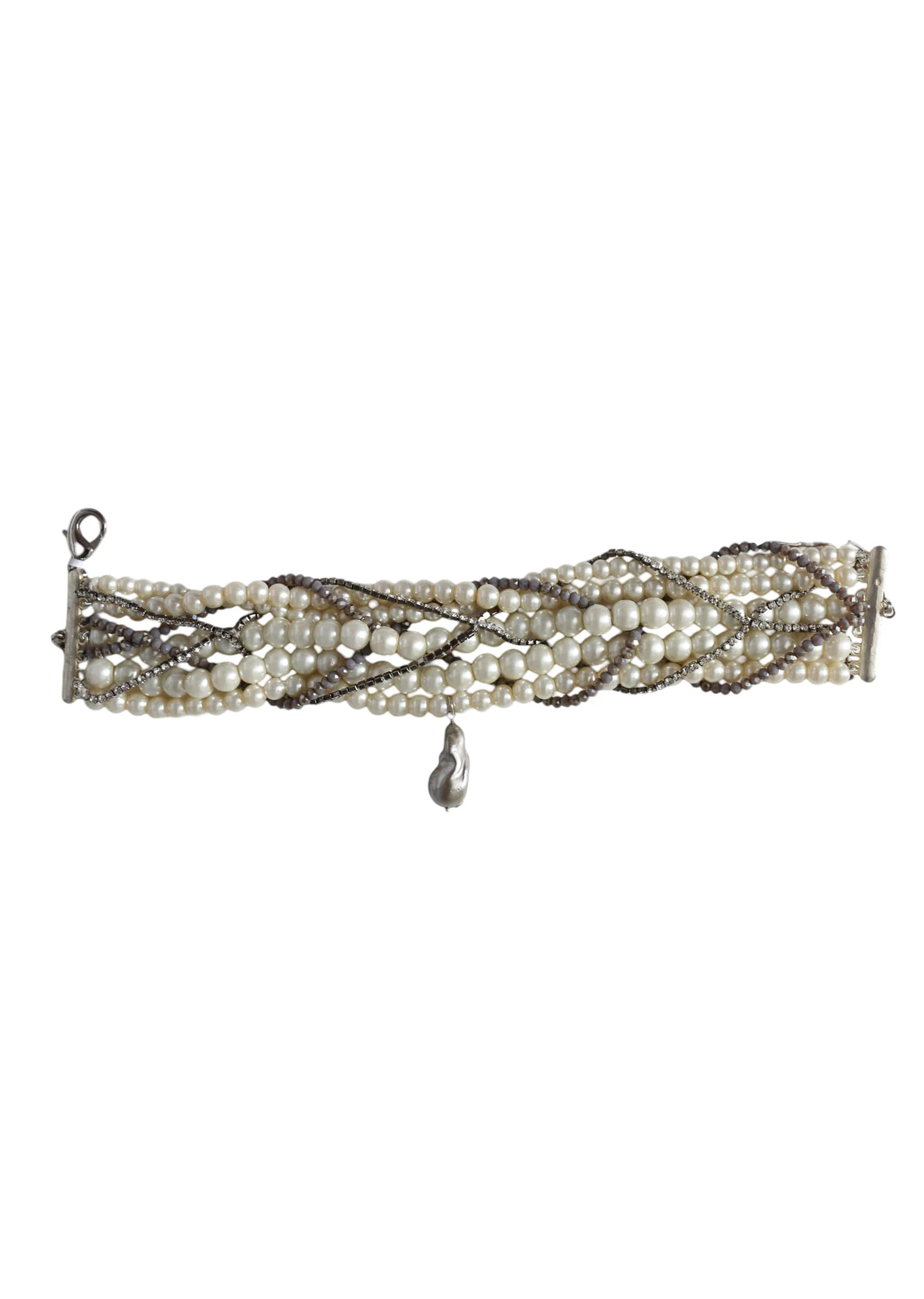 White Beaded Fusion Layered Necklace - Image 3