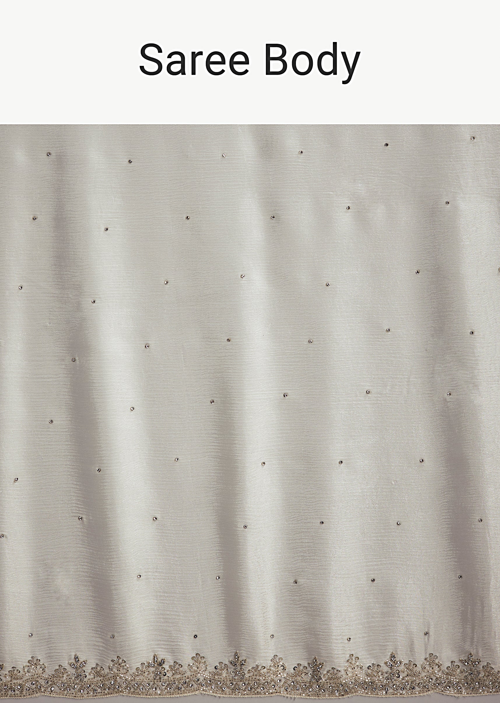 White Chinon Saree With Stone And Sequin Embroidery - Image 9