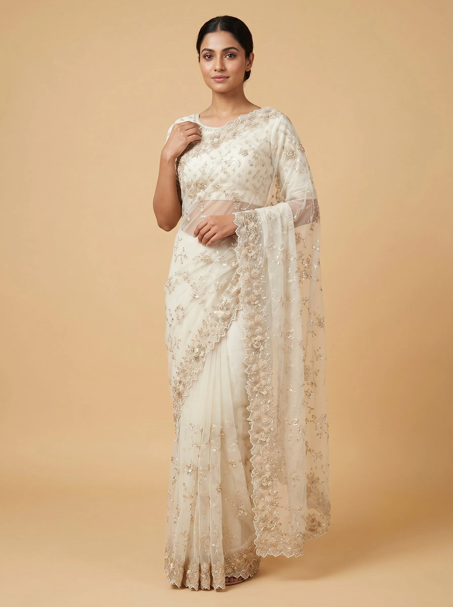 White Clean Craft Saree
