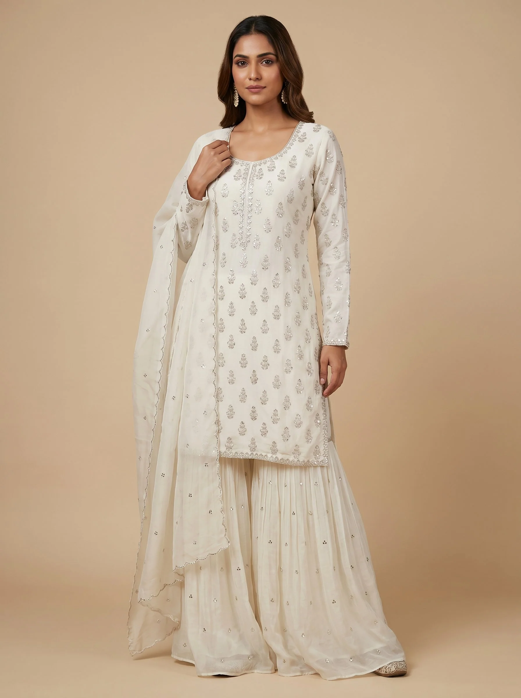 White Elegant Sharara