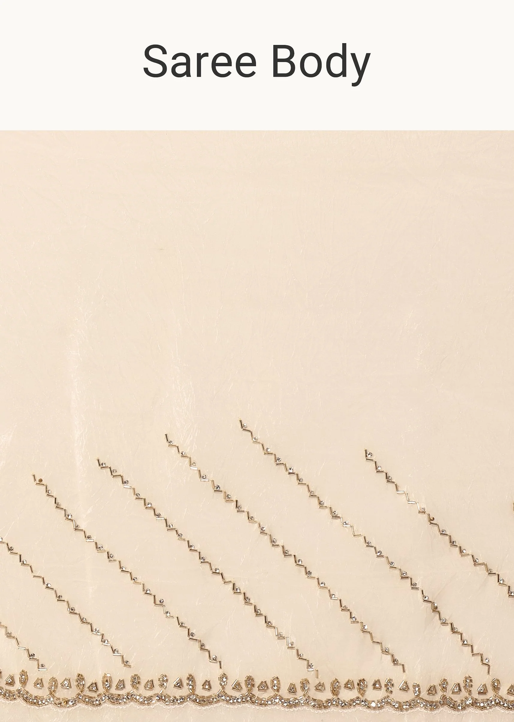 White Embroidered Tissue Saree With Unstitched Blouse - Image 9