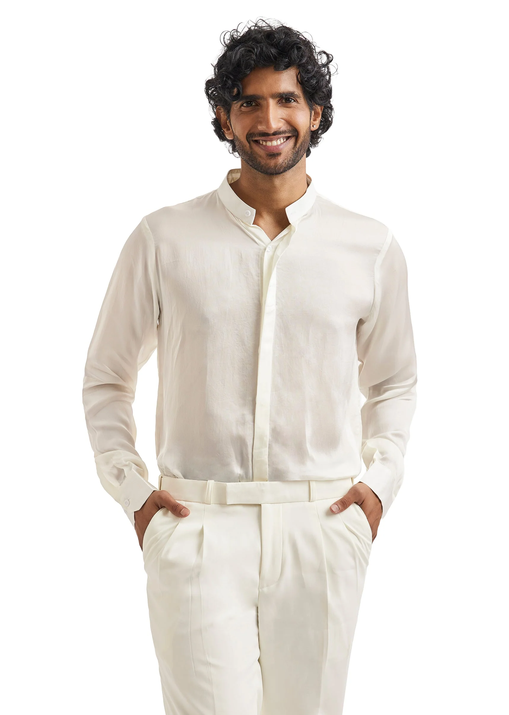White Embroidered Tuxedo Set With Statement Blazer - Image 6