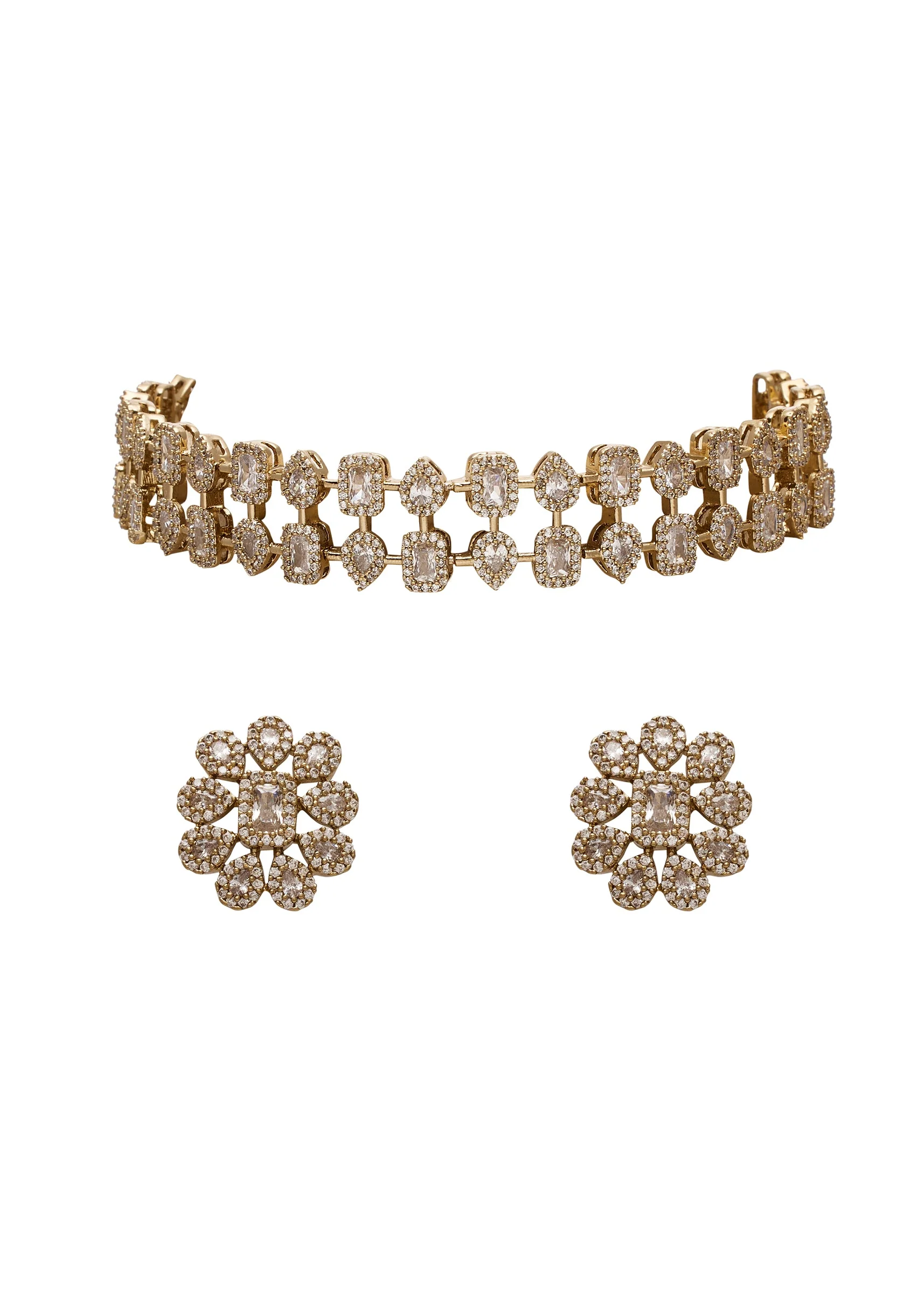 White Floral Choker Necklace Set.