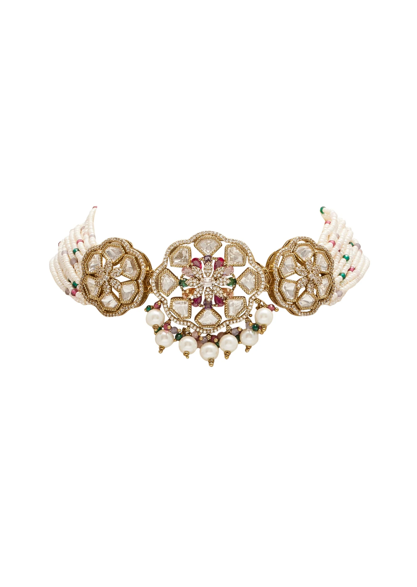 White Gold Festive Necklace Set - Image 3