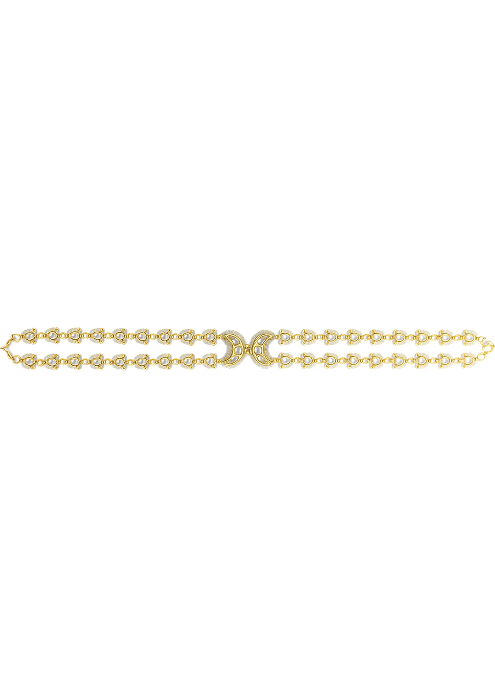 White Kundan Crescent Motif Mathapatti - Image 3