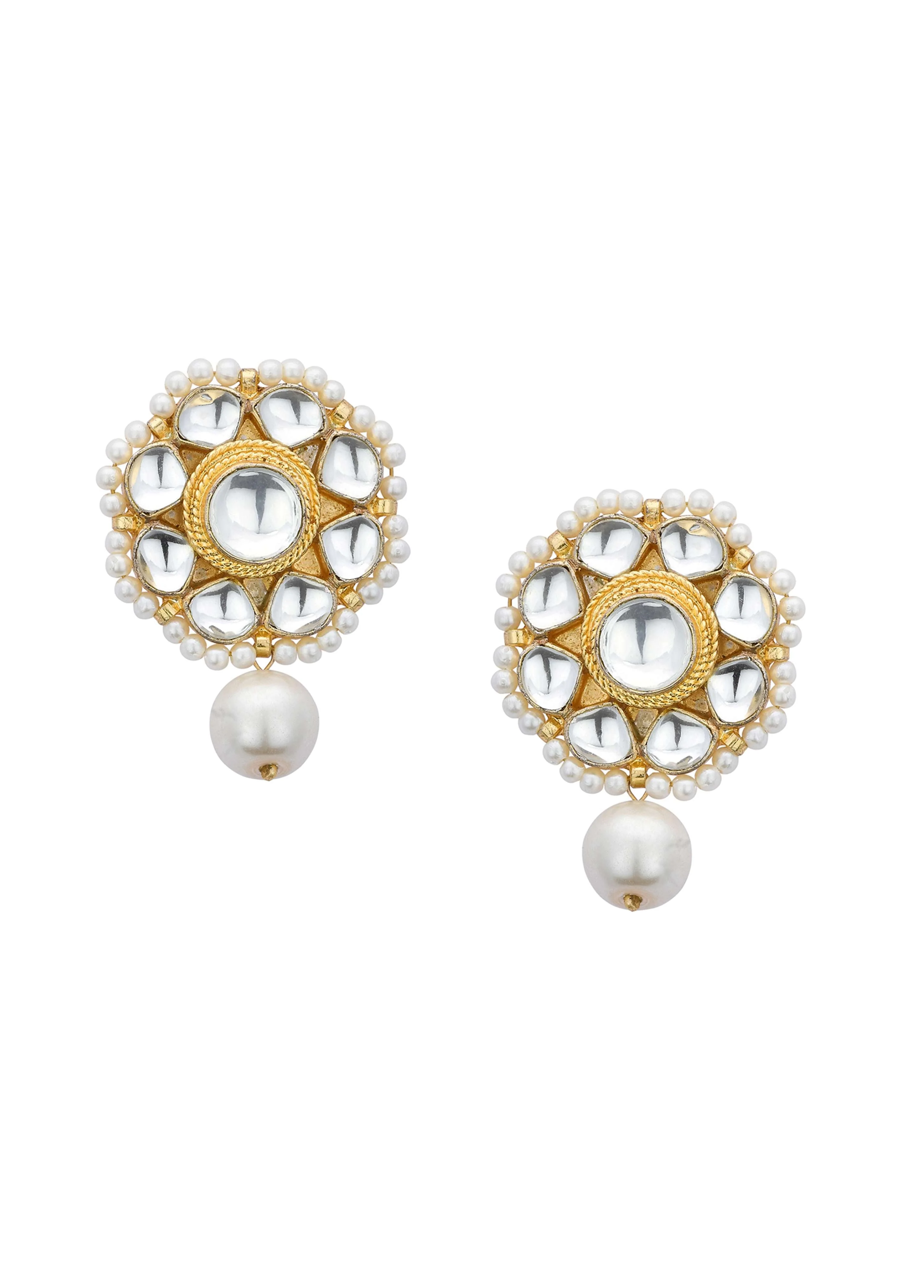 White Necklace Set With Floral Motif Pendants - Image 4