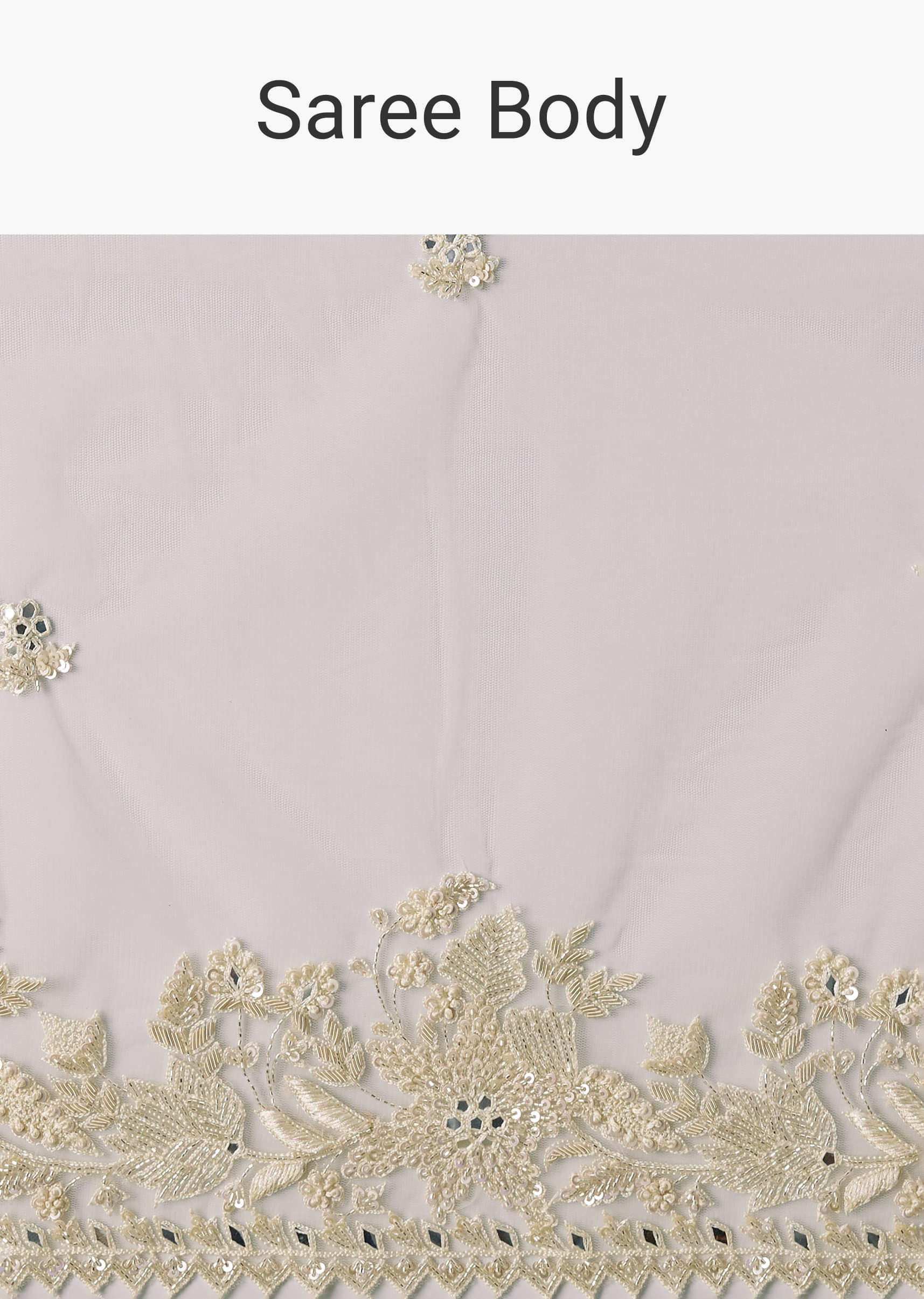 White Net Saree With All Over Heavy Embroidery - Image 9