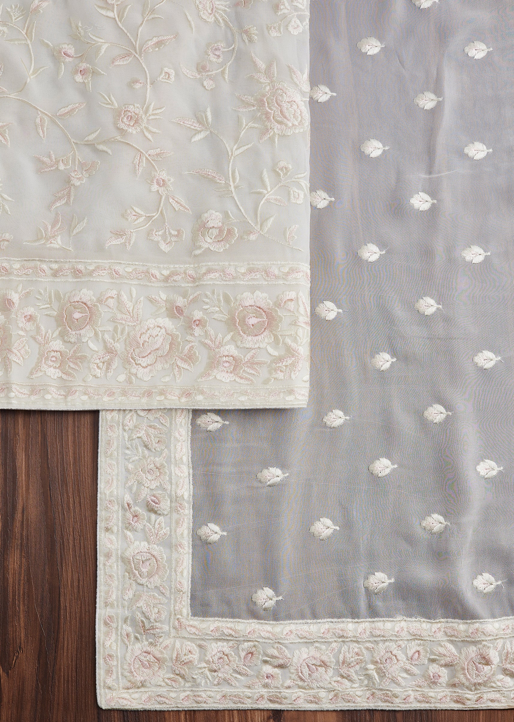 White Organza Resham Suit - Image 3