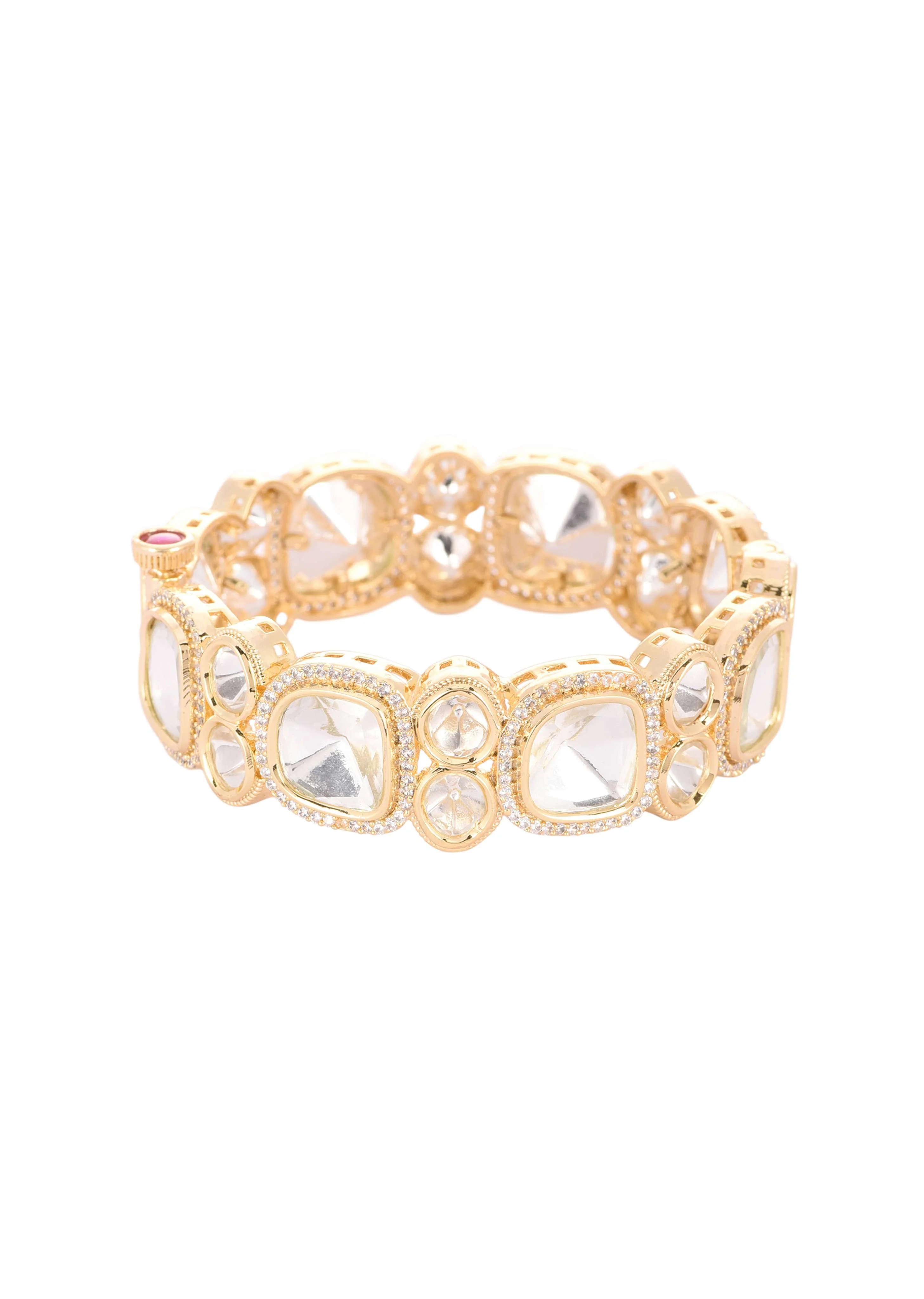 White Polki Studded Kundan Bangles Set of 2 - Image 3