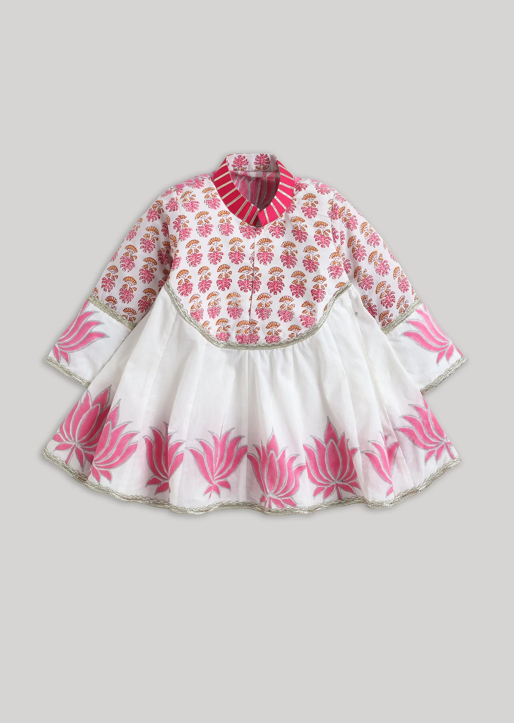 White Printed Cotton Salwar Suit With Multicolour Accents - Image 2