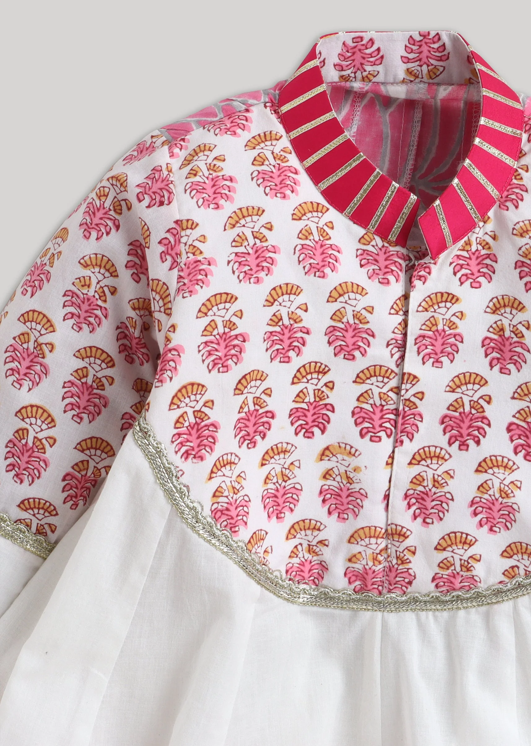 White Printed Cotton Salwar Suit With Multicolour Accents - Image 4