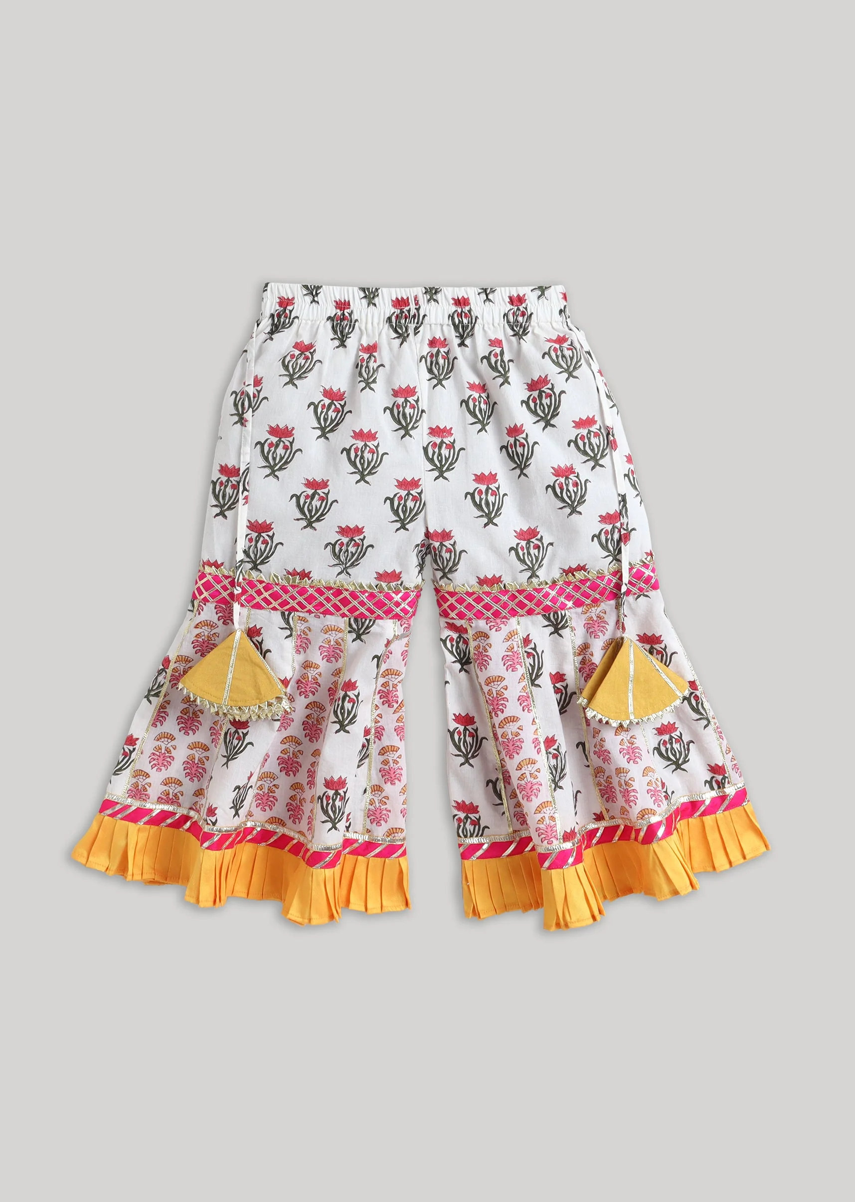 White Printed Cotton Salwar Suit With Multicolour Accents - Image 5