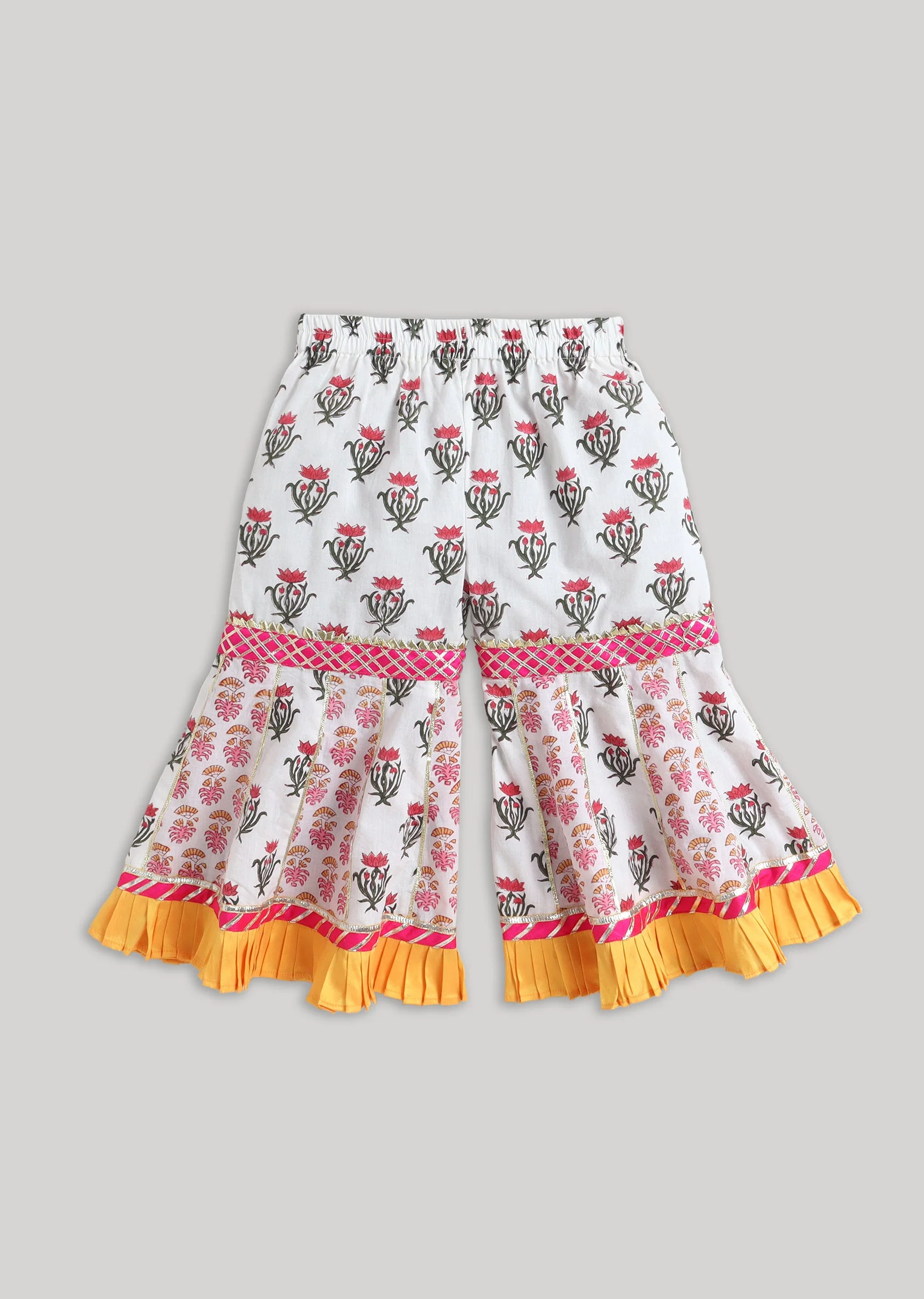 White Printed Cotton Salwar Suit With Multicolour Accents - Image 7